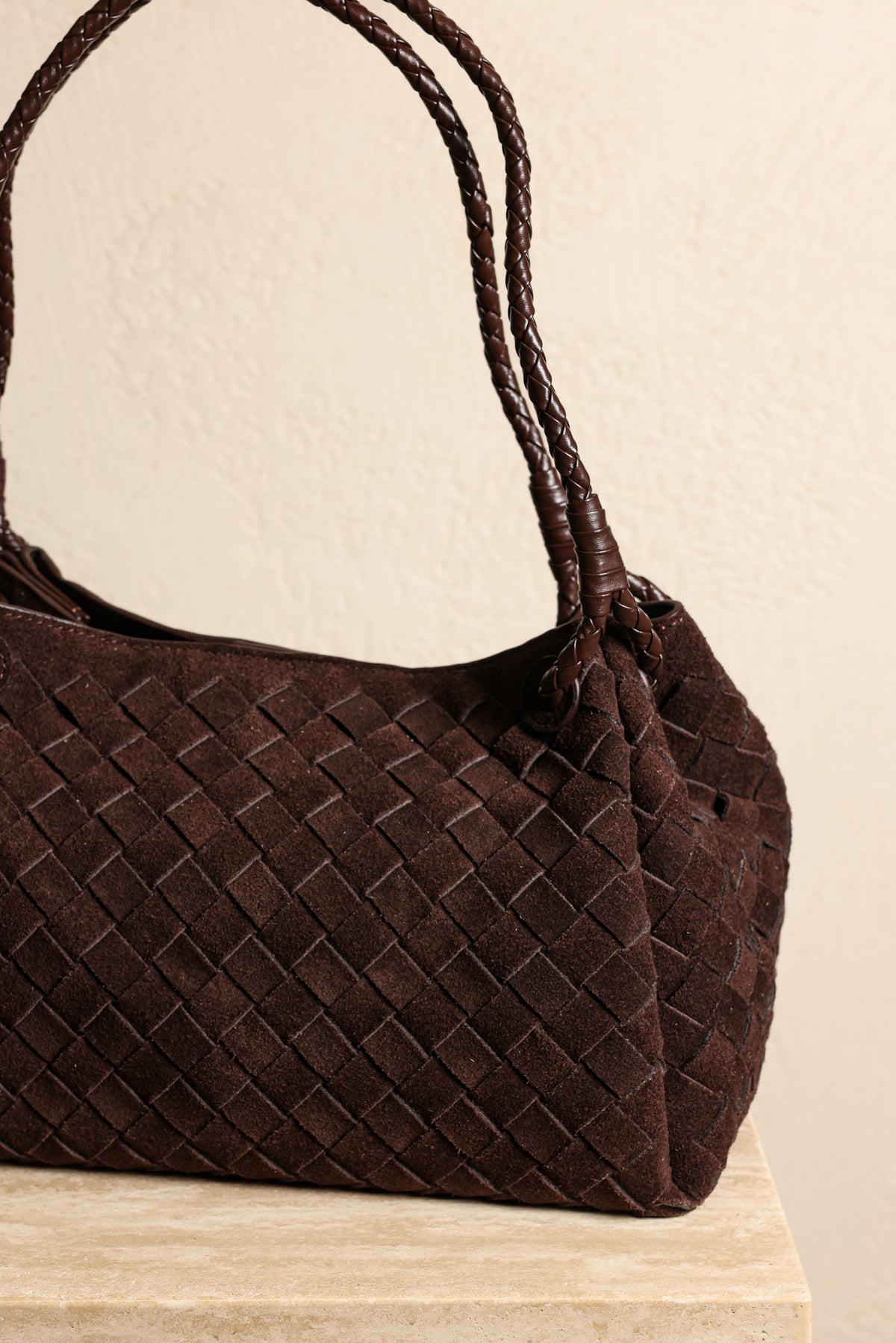Amia Suede Shoulder Bag - Chocolate