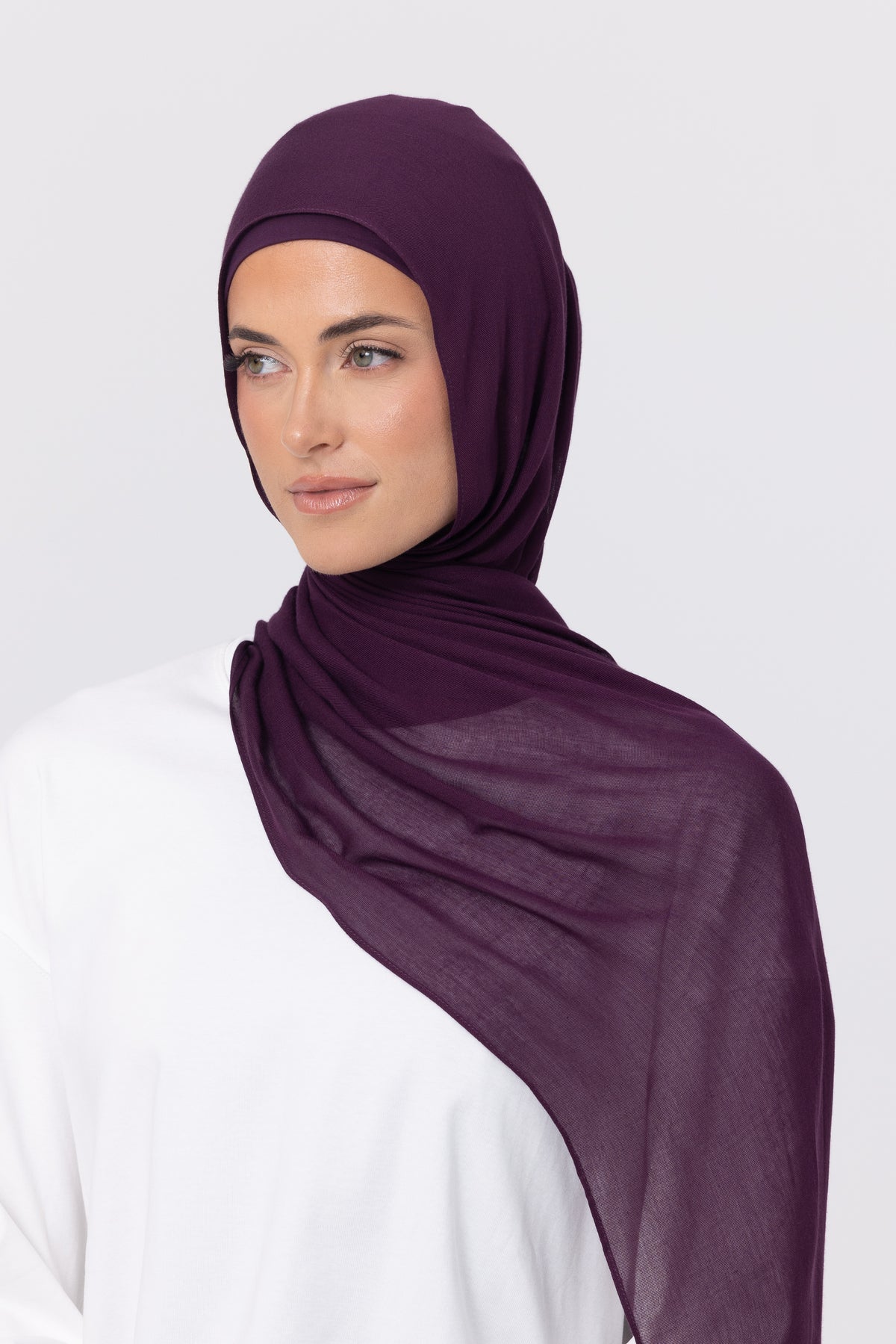 Single Stitched Modal Hijab Set - Eggplant