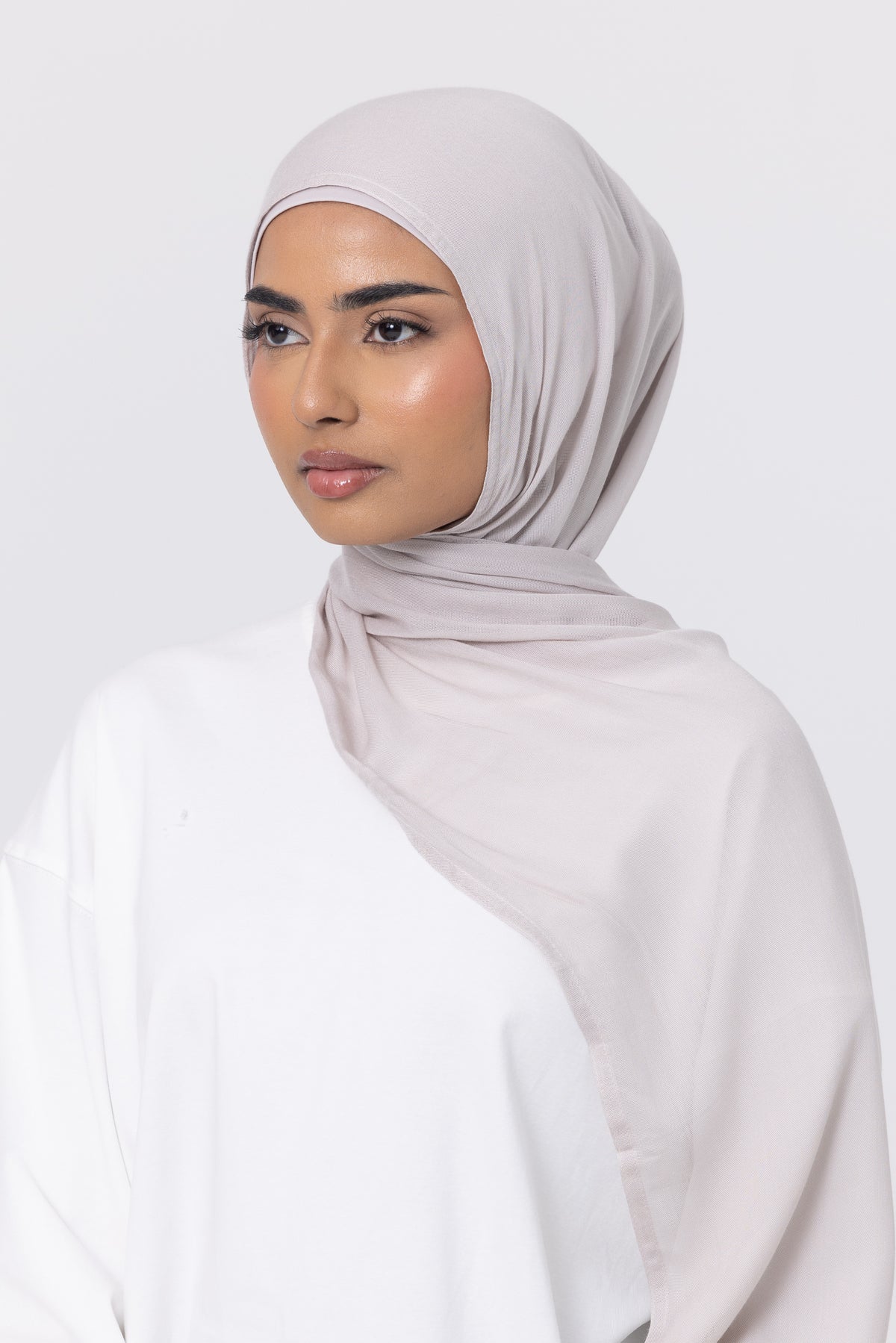 Double Stitched Modal Hijab Set - Oyster