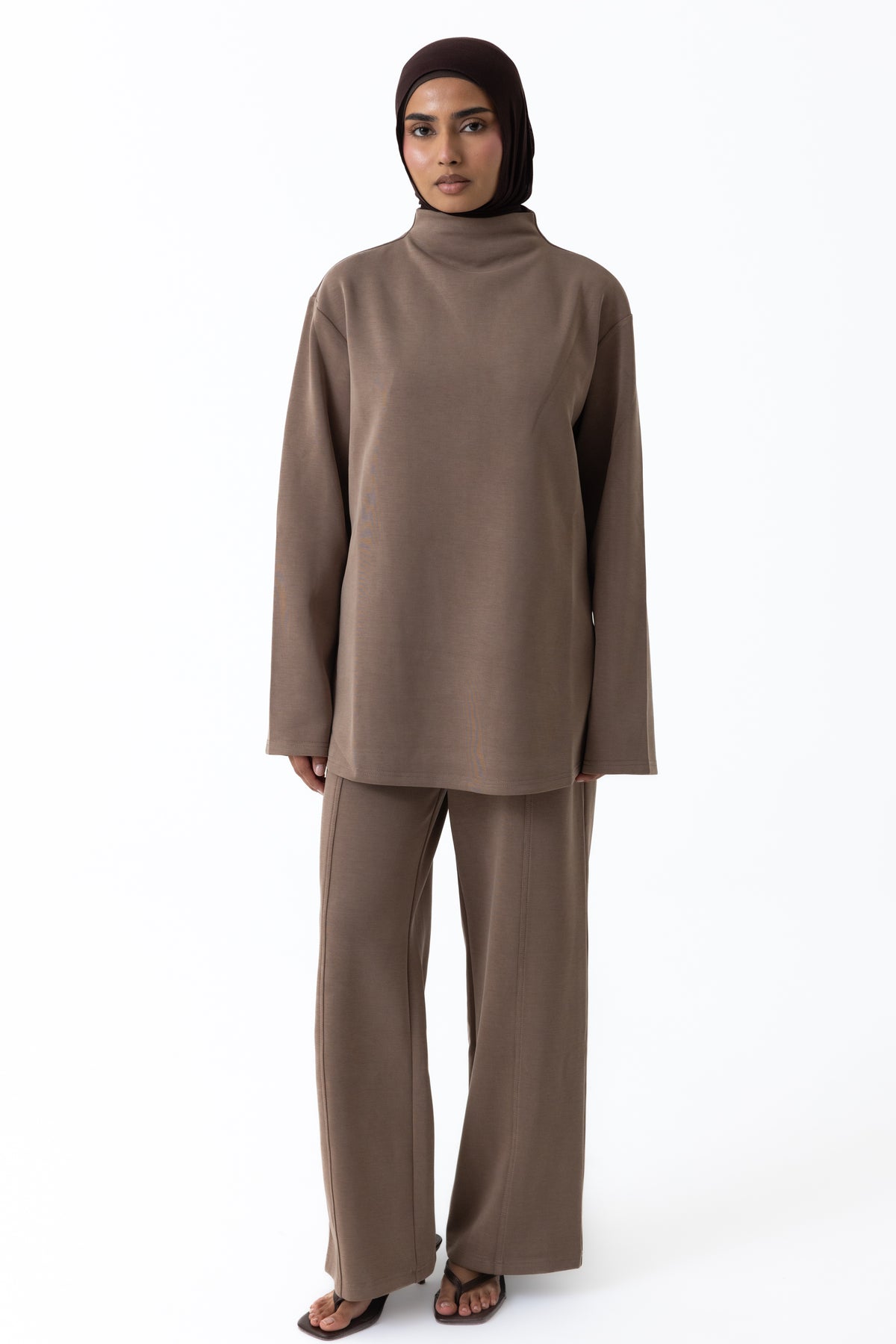 Comfort High Neck Top - Taupe