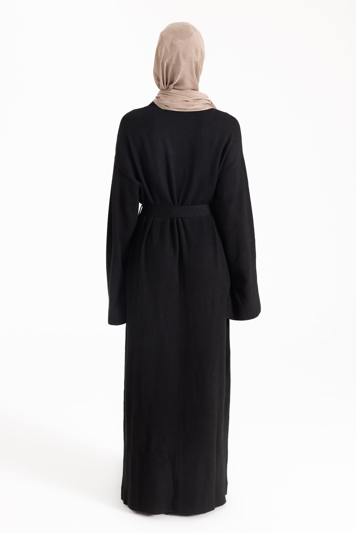 Mock Neck Knit Abaya - Black