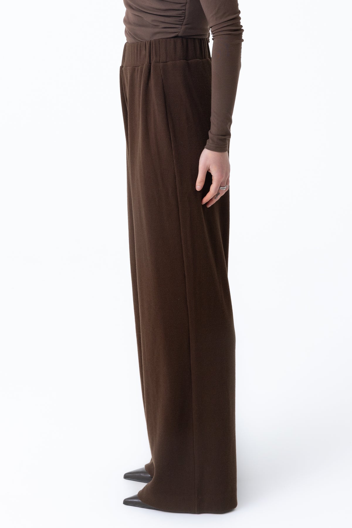Rib Knit Pants - Coffee