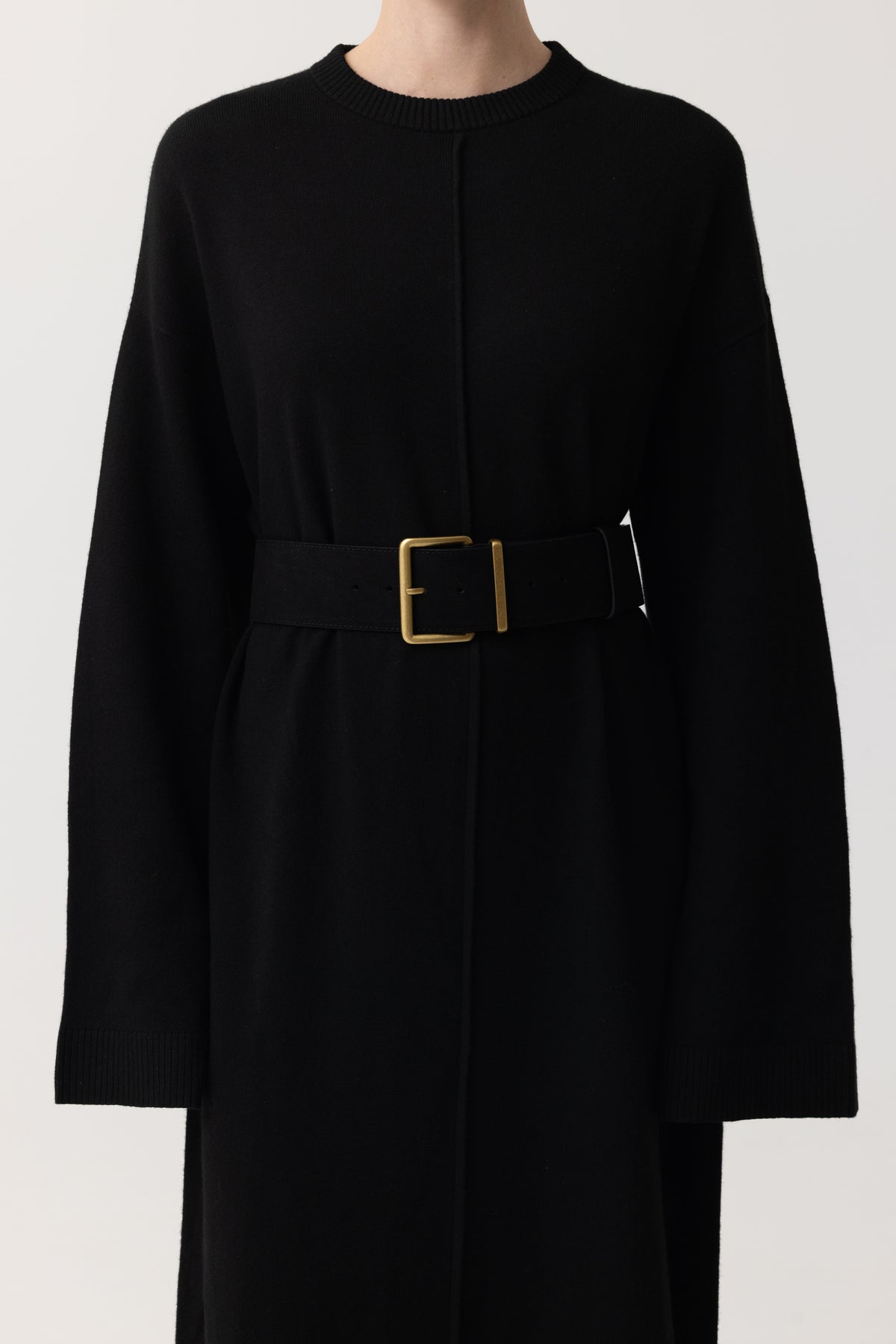 Suede Wide Buckle Belt - Black