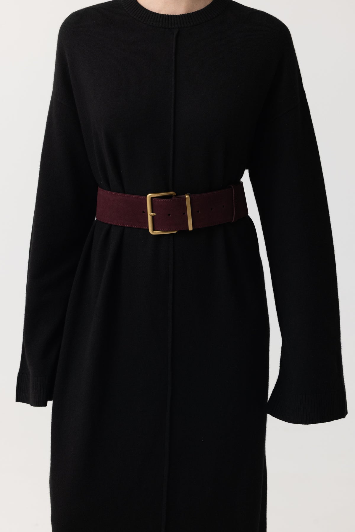 Suede Wide Buckle Belt - Mulberry