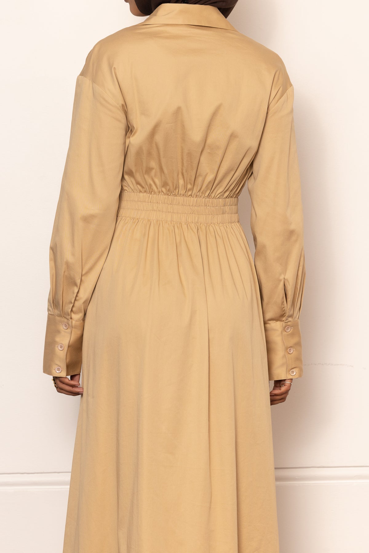 Aaliyah Cotton Shirt Dress - Camel
