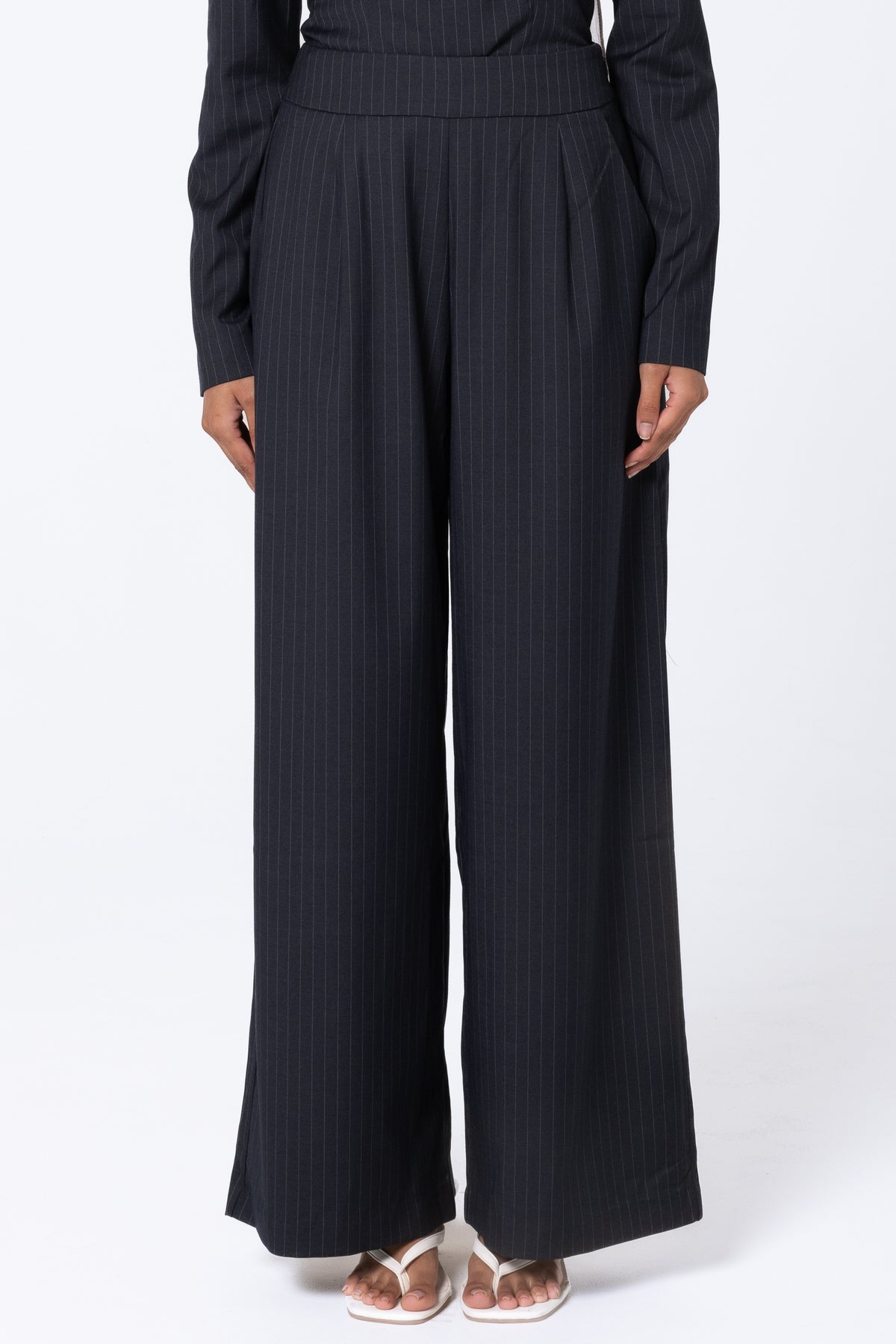 Tailored Pinstripe Pants - Midnight Blue