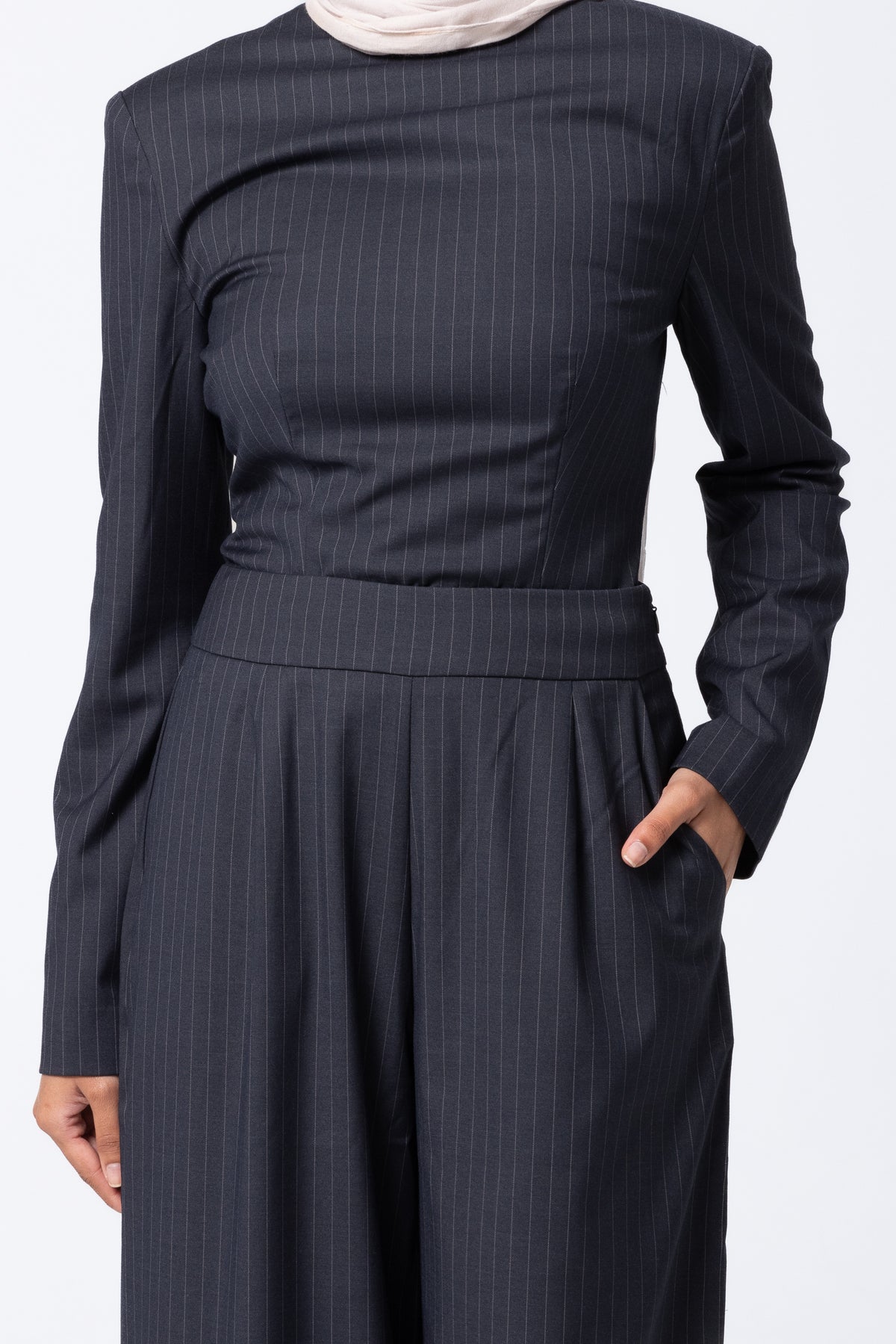 Tailored Pinstripe Pants - Midnight Blue