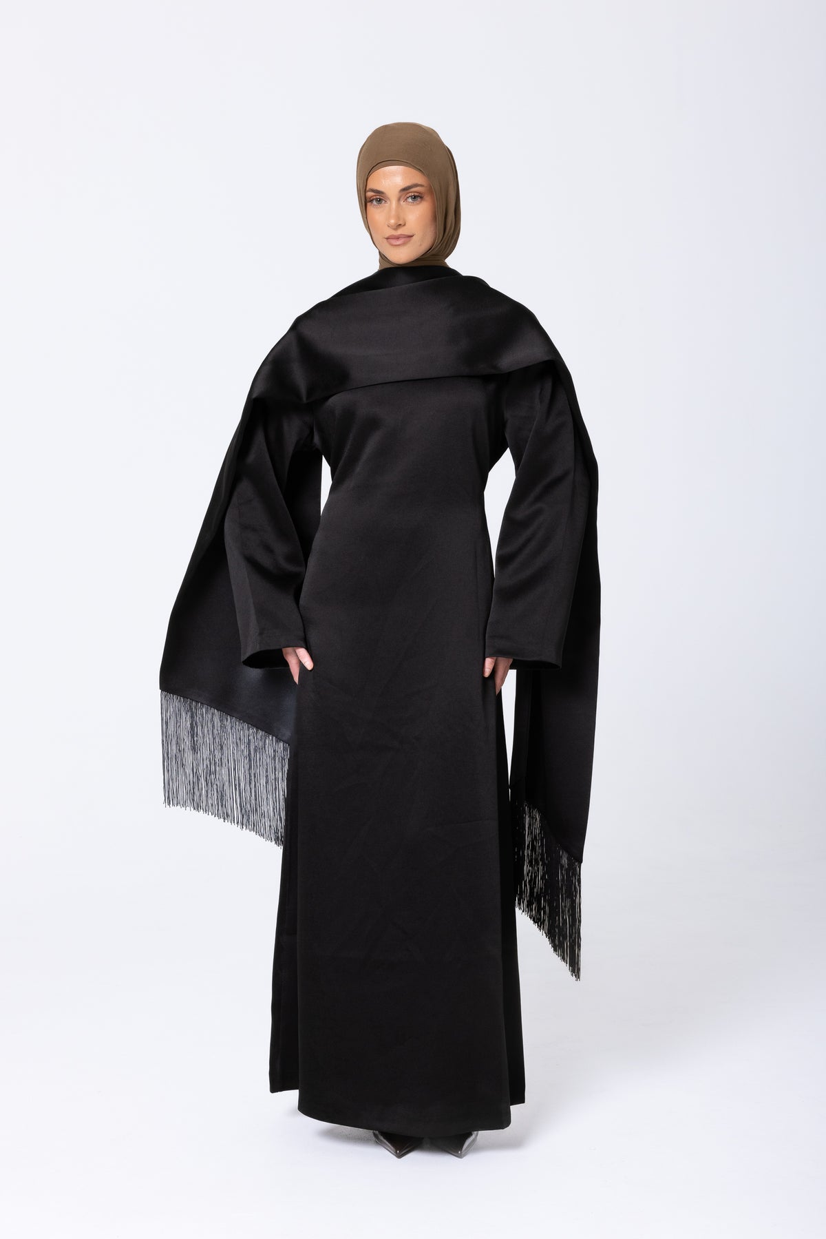 Stella Tassel Scarf Dress - Black