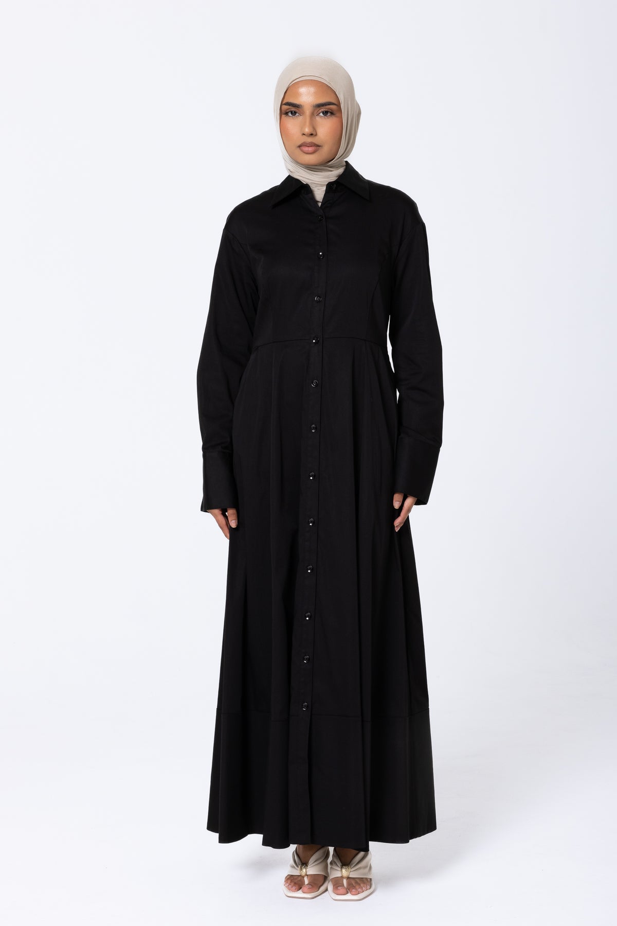 Aaliyah Cotton Shirt Dress - Black