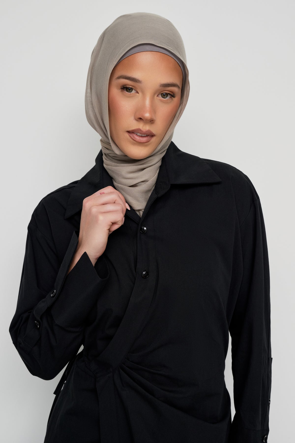 Asymmetric Poplin Wrap Dress - Black