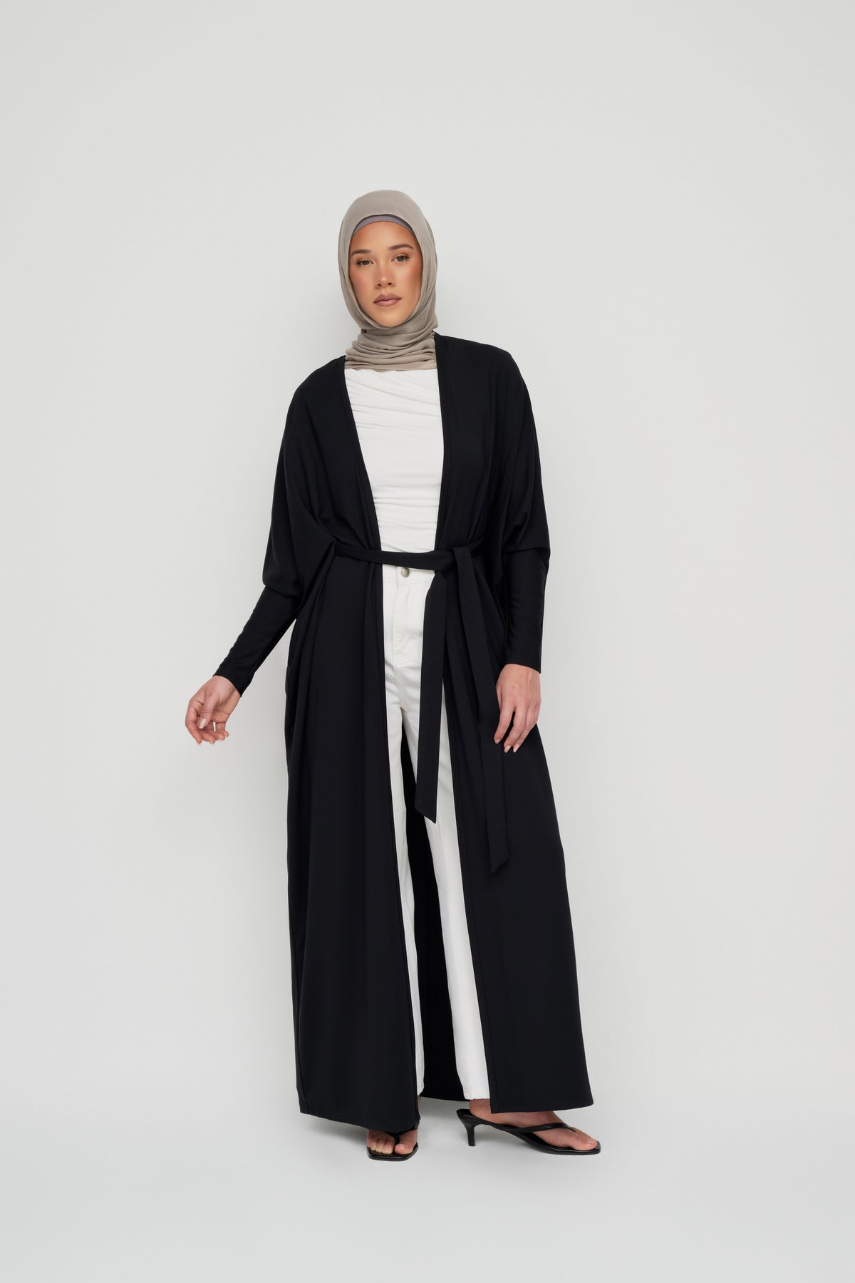 Modal Batwing Tie Abaya - Black