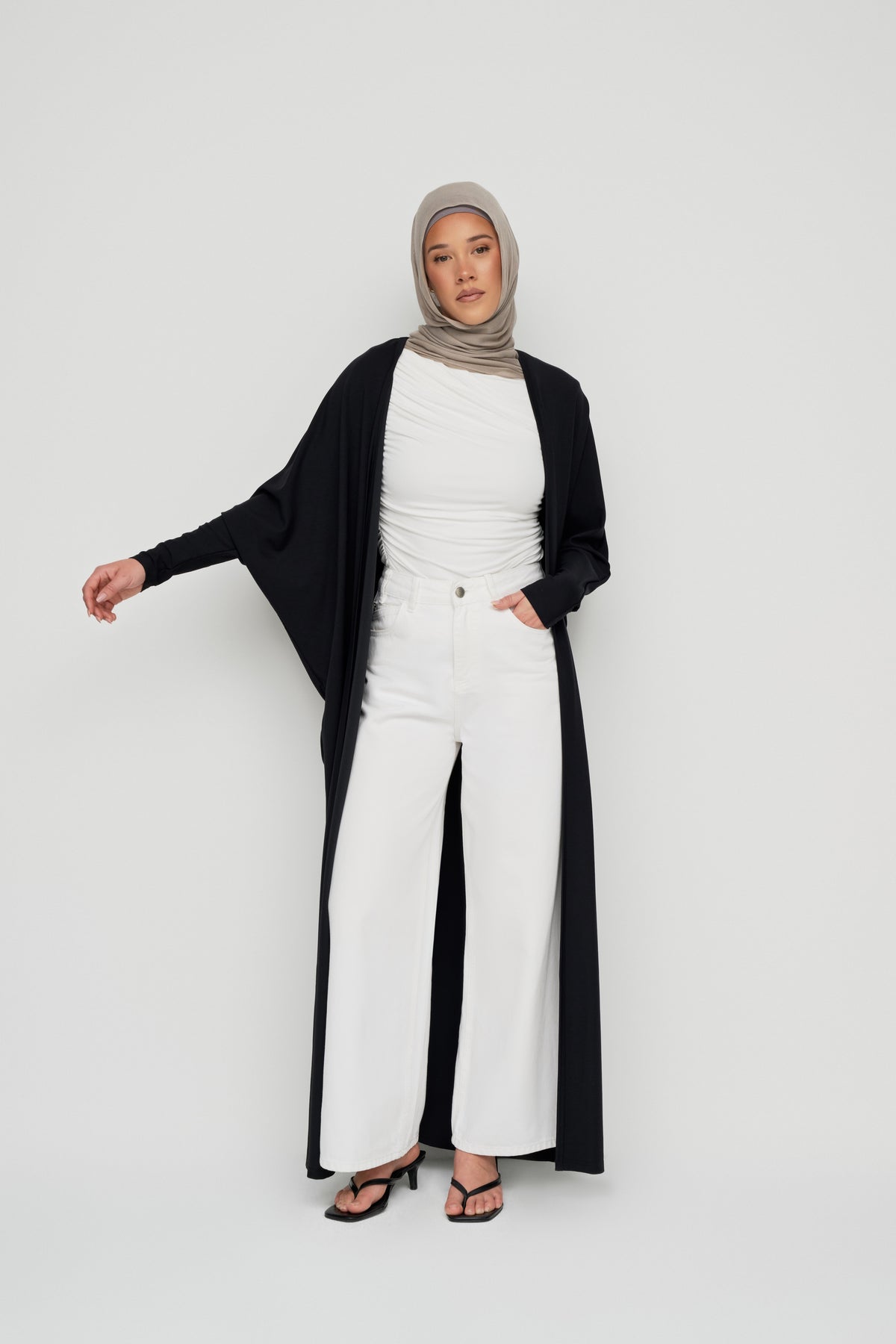 Modal Batwing Tie Abaya - Black