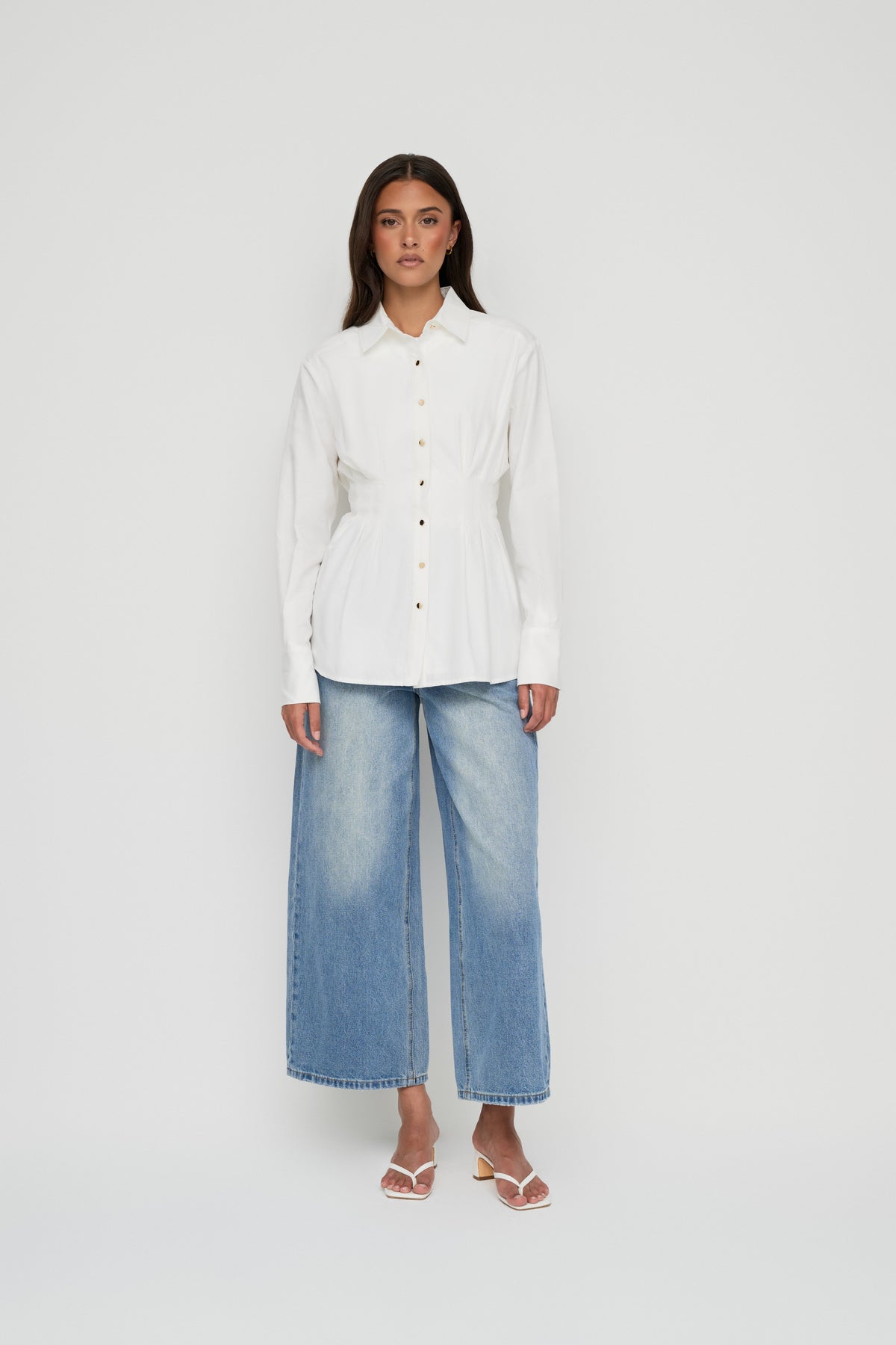 Tanya Tencel Pleat Shirt - Cotton White