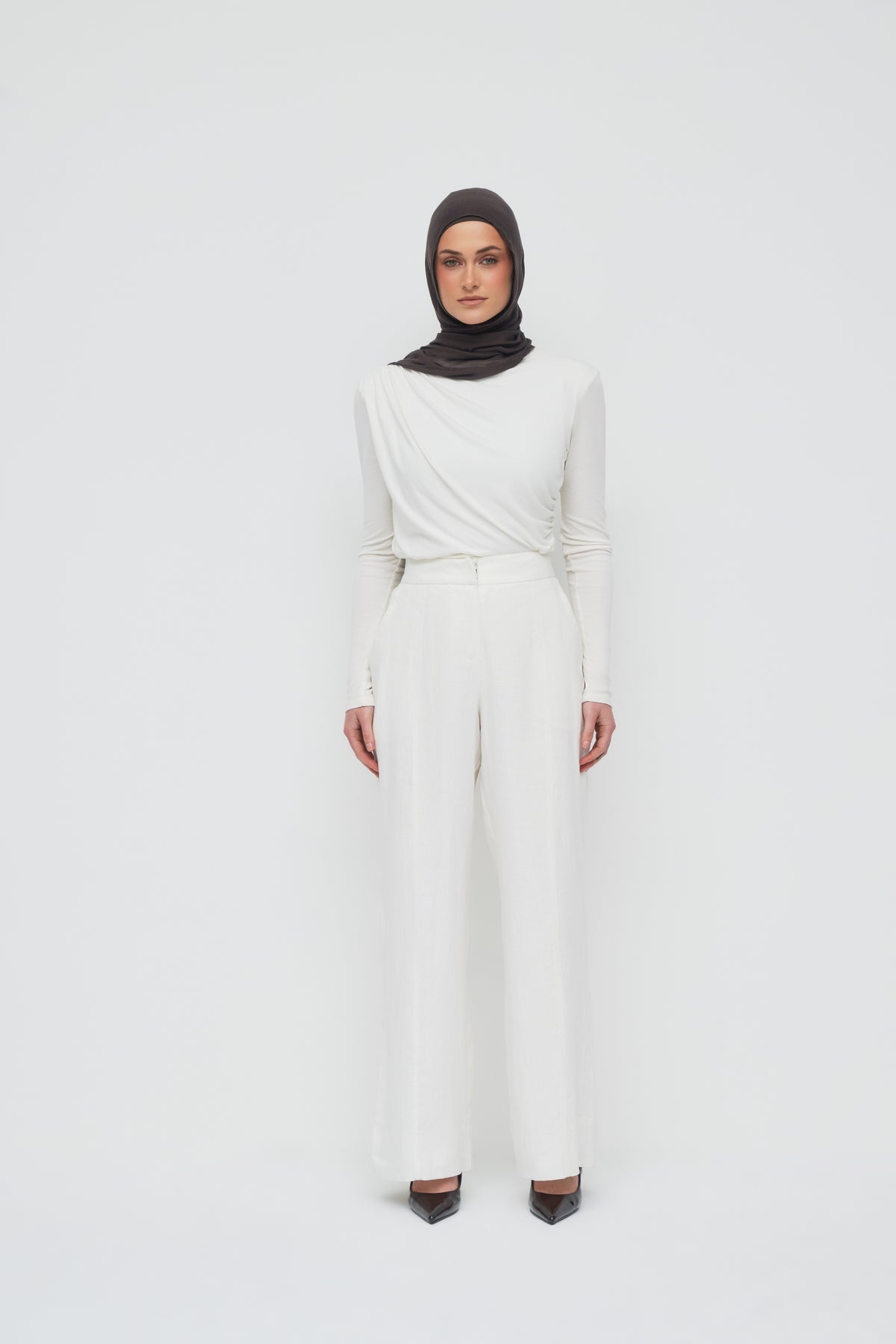 Anaya Wide Leg Pants - Powder White