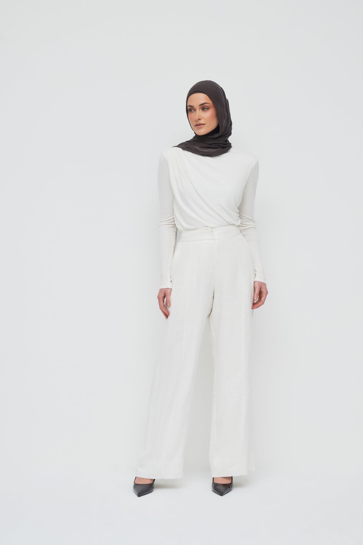 Anaya Wide Leg Pants - Powder White