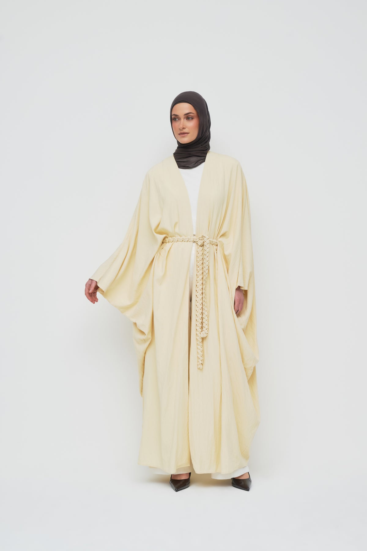 Noor Batwing Open Abaya - Buttermilk