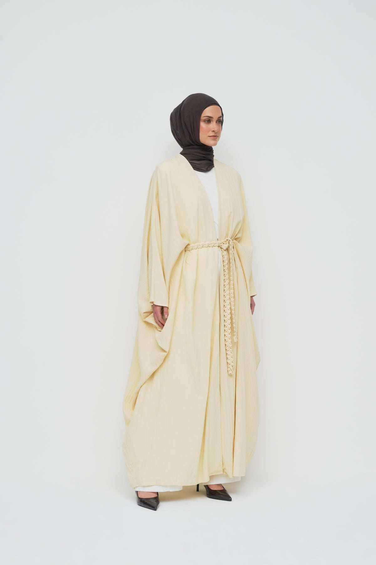 Noor Batwing Open Abaya - Buttermilk