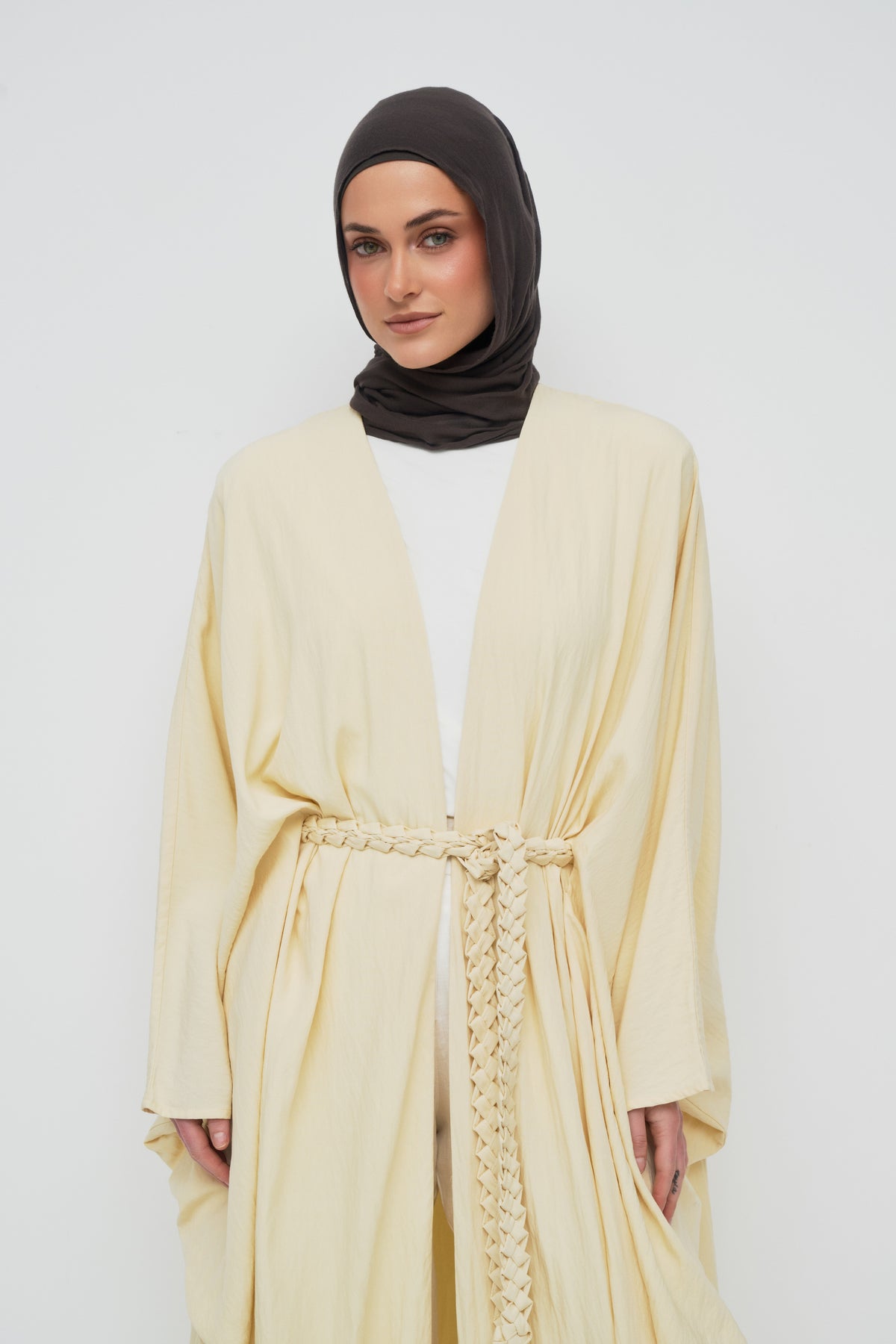Noor Batwing Open Abaya - Buttermilk