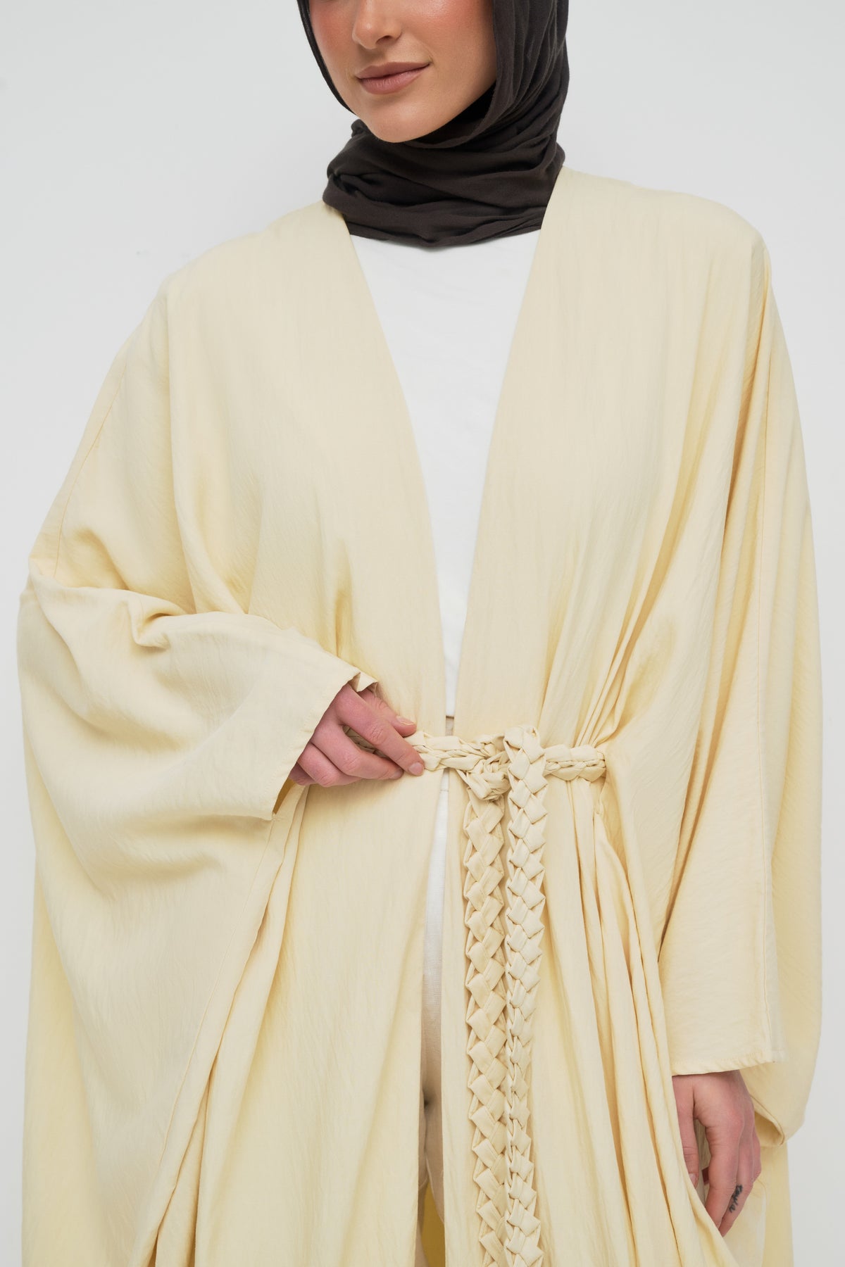 Noor Batwing Open Abaya - Buttermilk