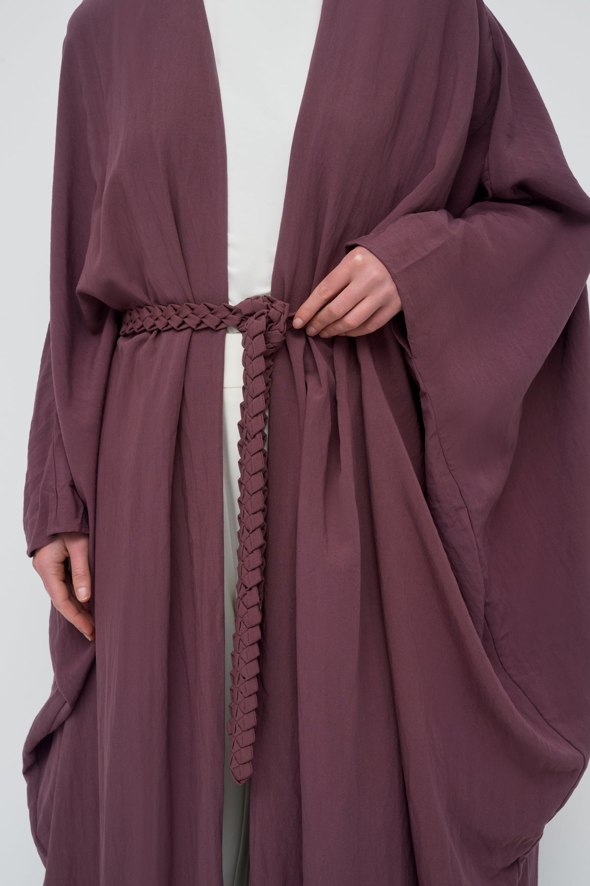 Noor Batwing Open Abaya - Ruby Chocolate