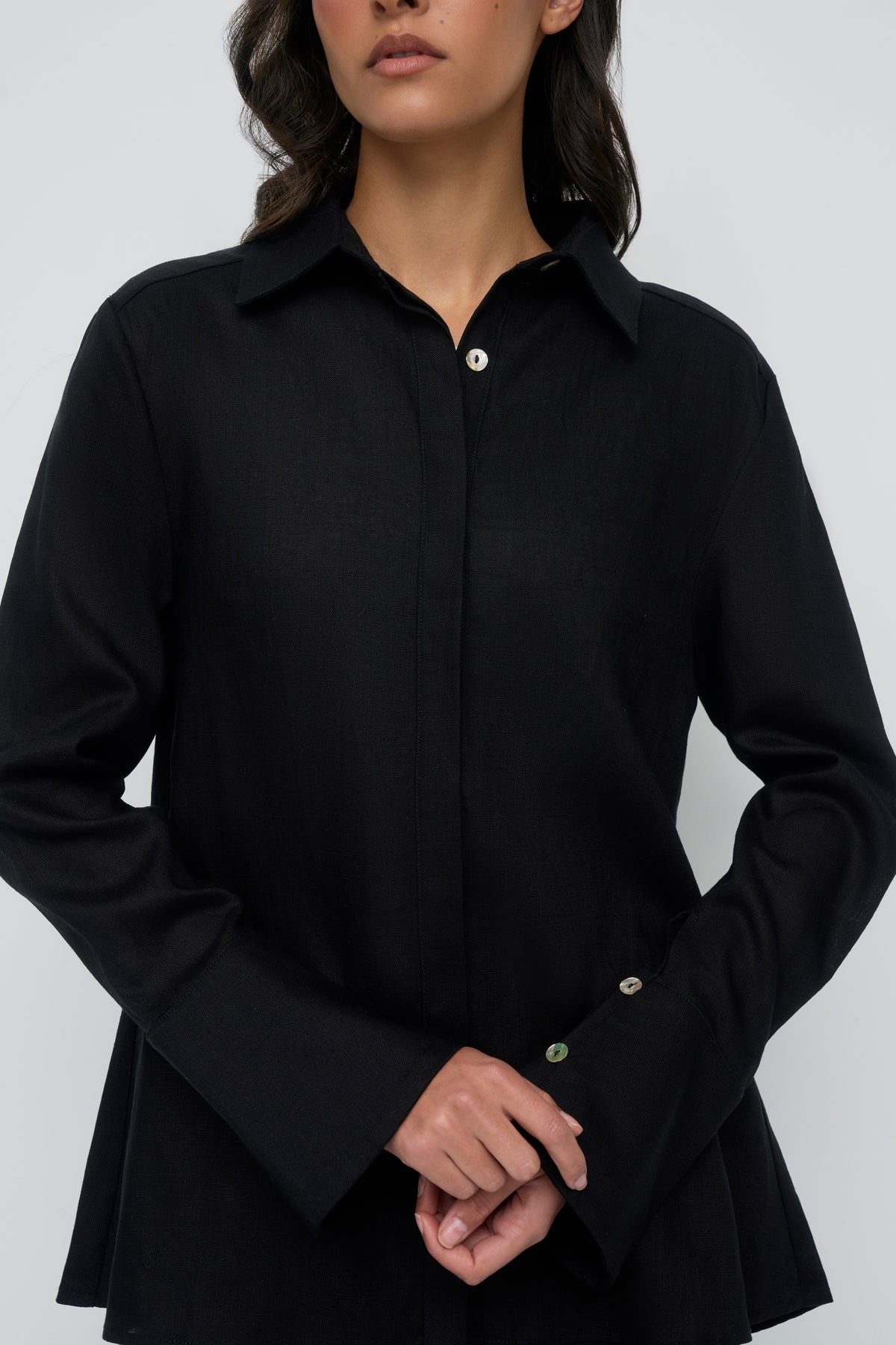 Gianna Button Up Shirt - Midnight Black