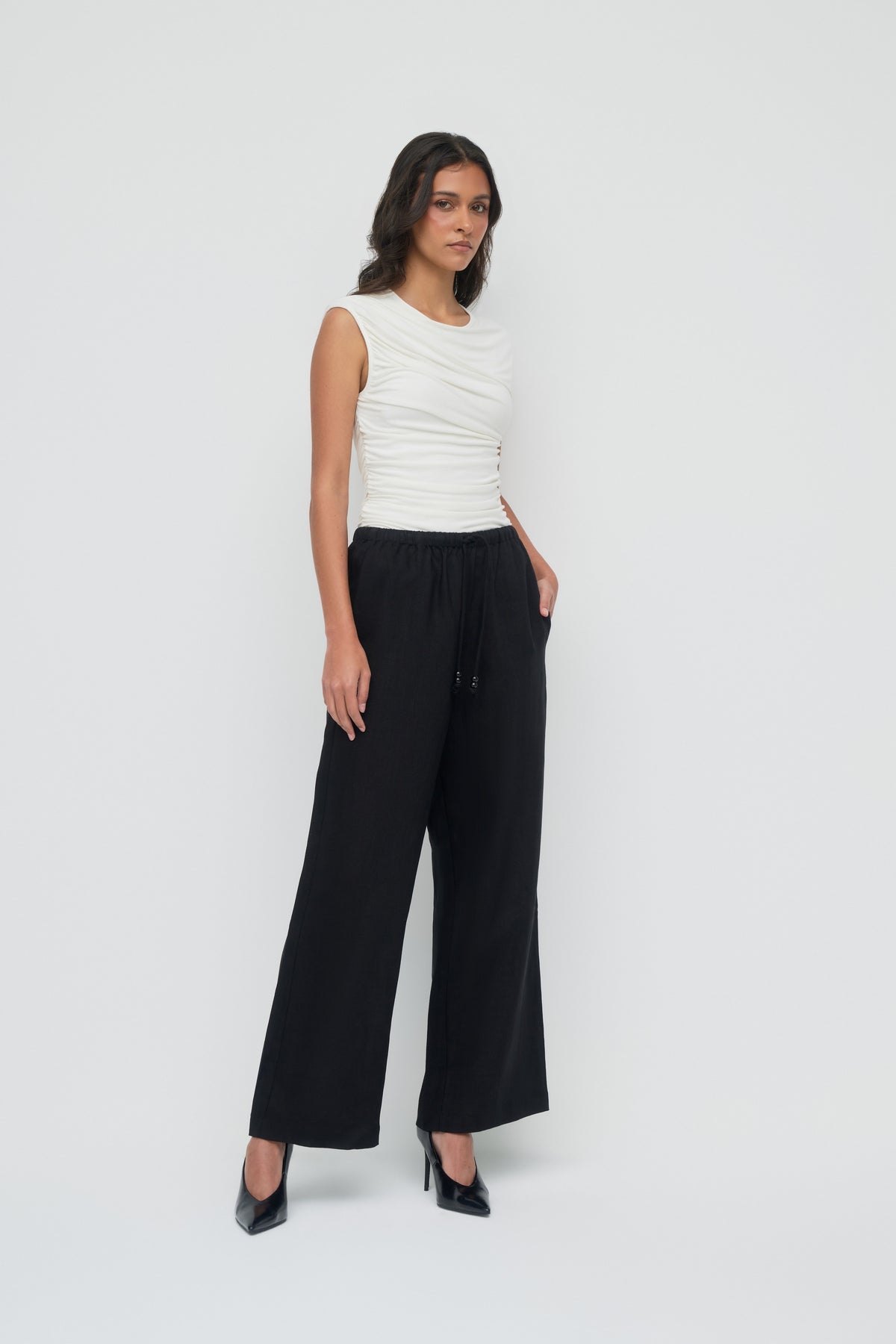 Gianna Wide Leg Pants - Midnight Black