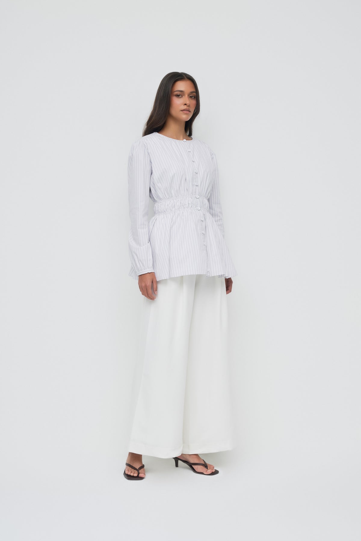 Alani Tiered Blouse - White Stripe