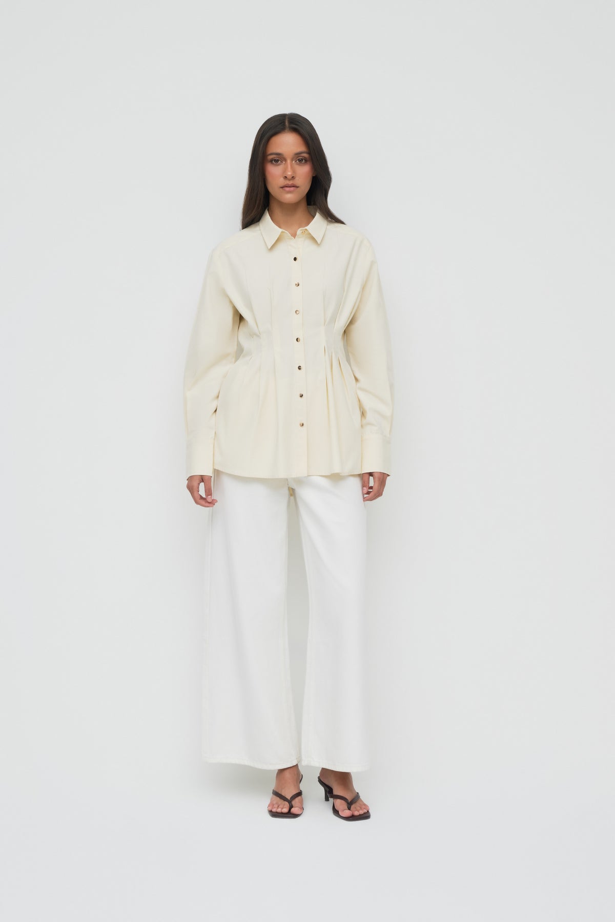 Tanya Tencel Pleat Shirt - French Vanilla