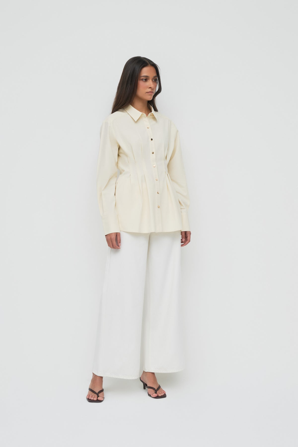 Tanya Tencel Pleat Shirt - French Vanilla