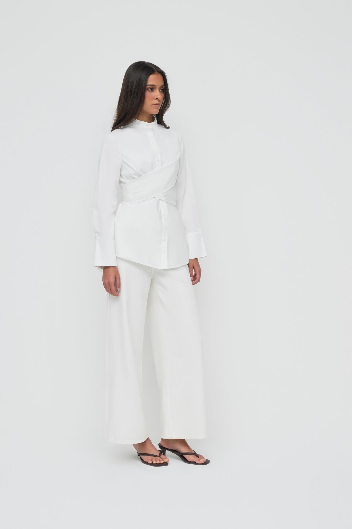 Crossover Cotton Shirt - White