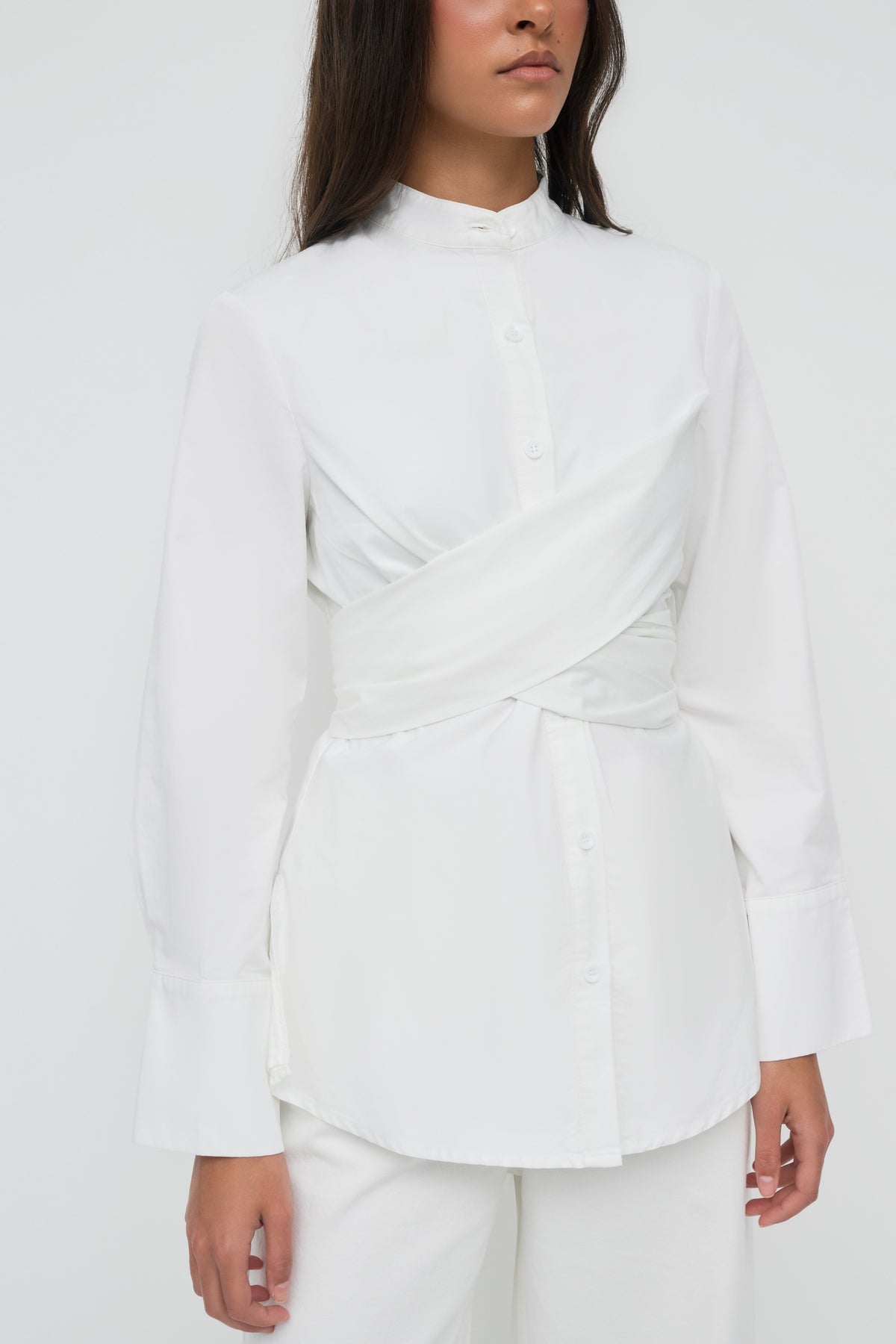 Crossover Cotton Shirt - White
