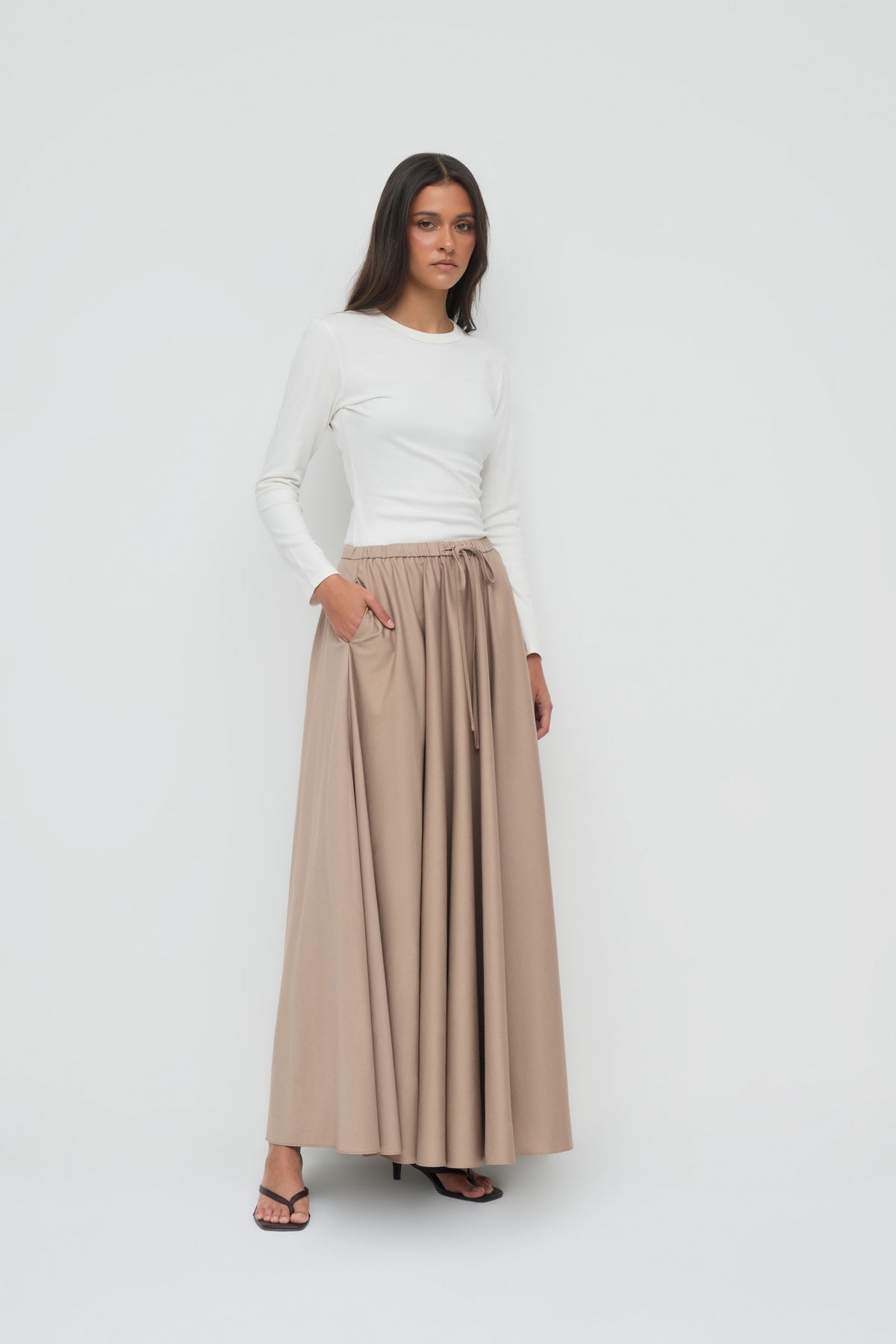 Azrina Maxi Skirt - Taupe