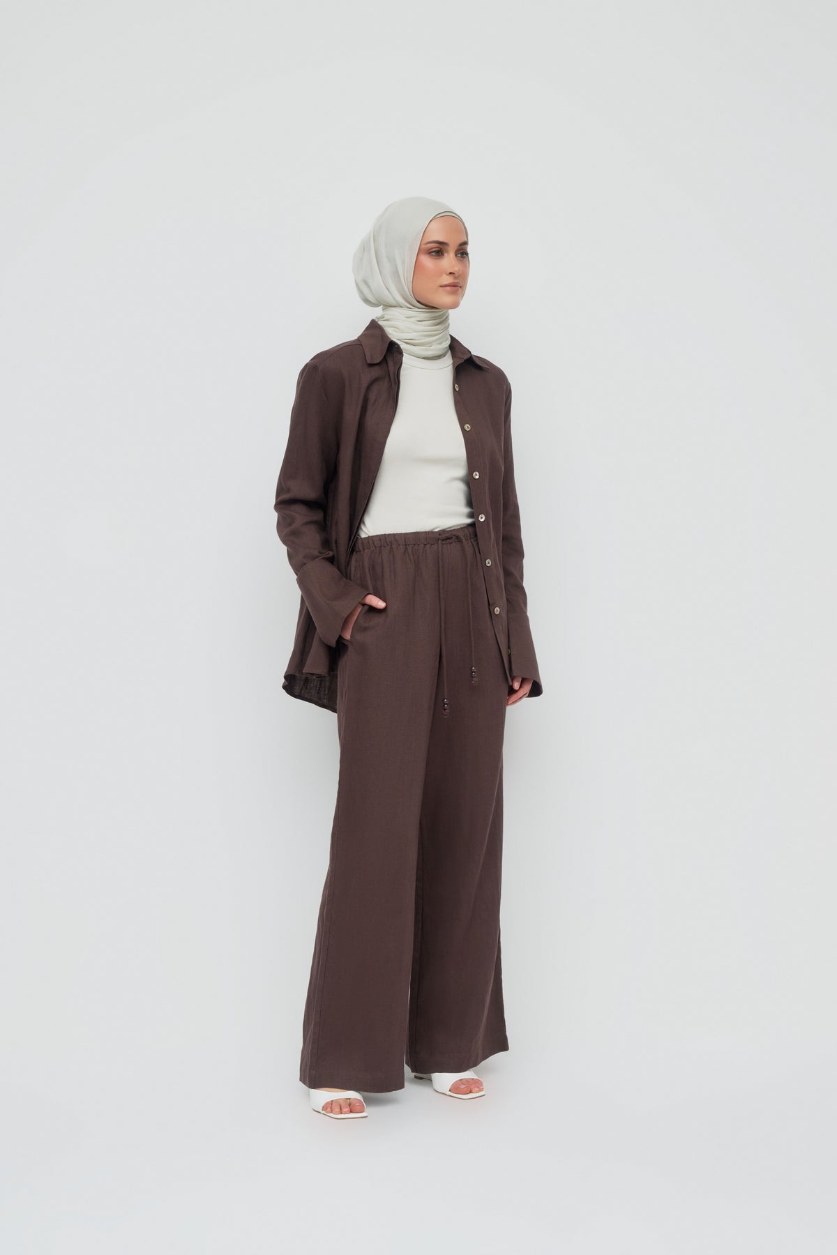 Gianna Wide Leg Pants - Chocolate