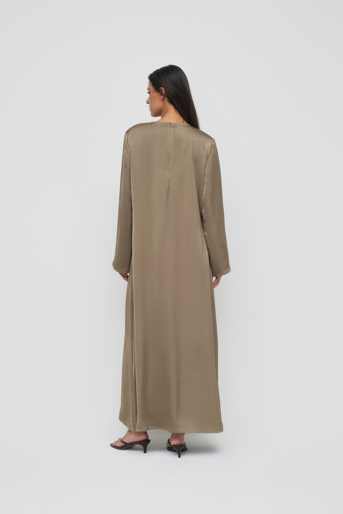 Saylor Satin Slip Dress - Dark Taupe