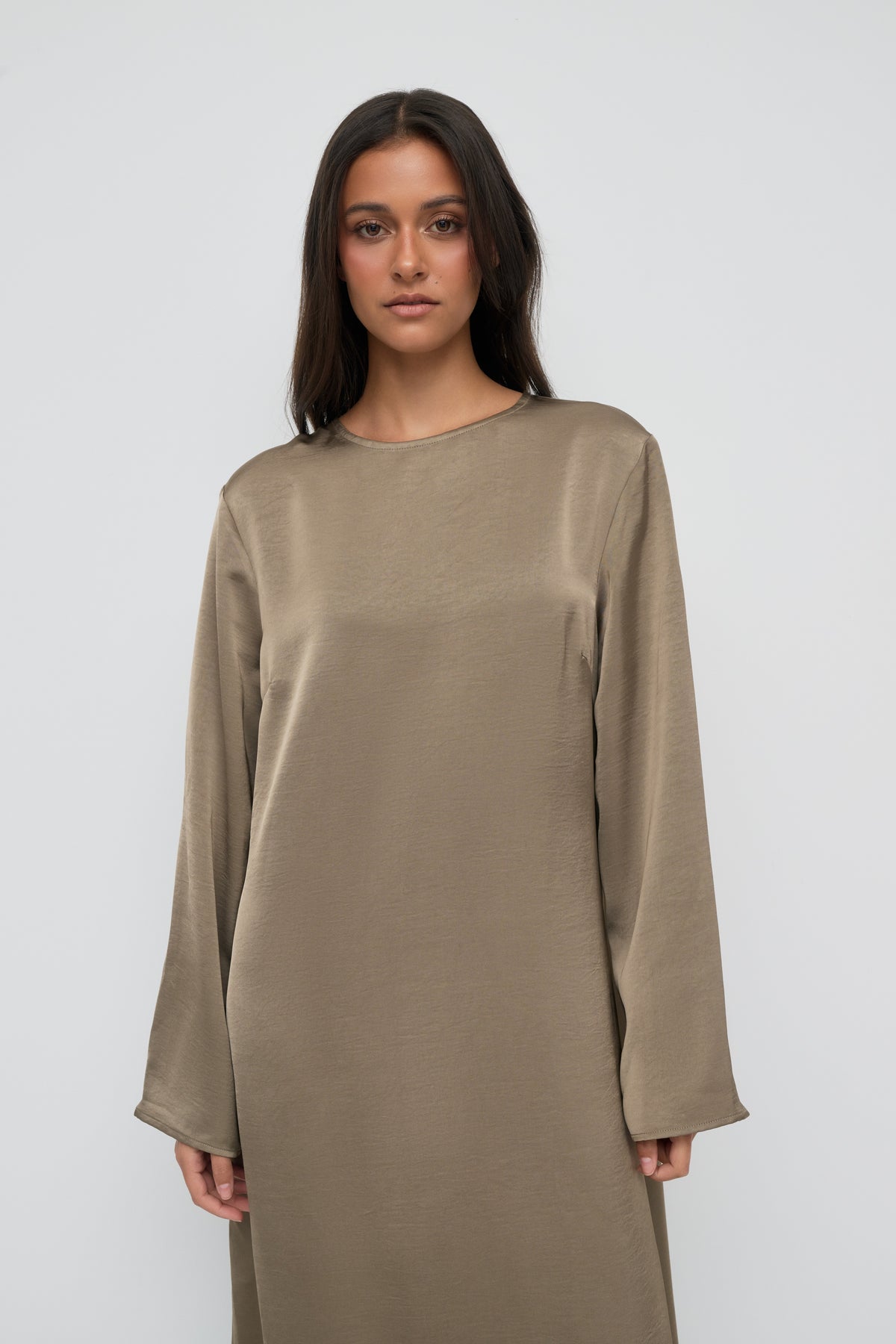 Saylor Satin Slip Dress - Dark Taupe