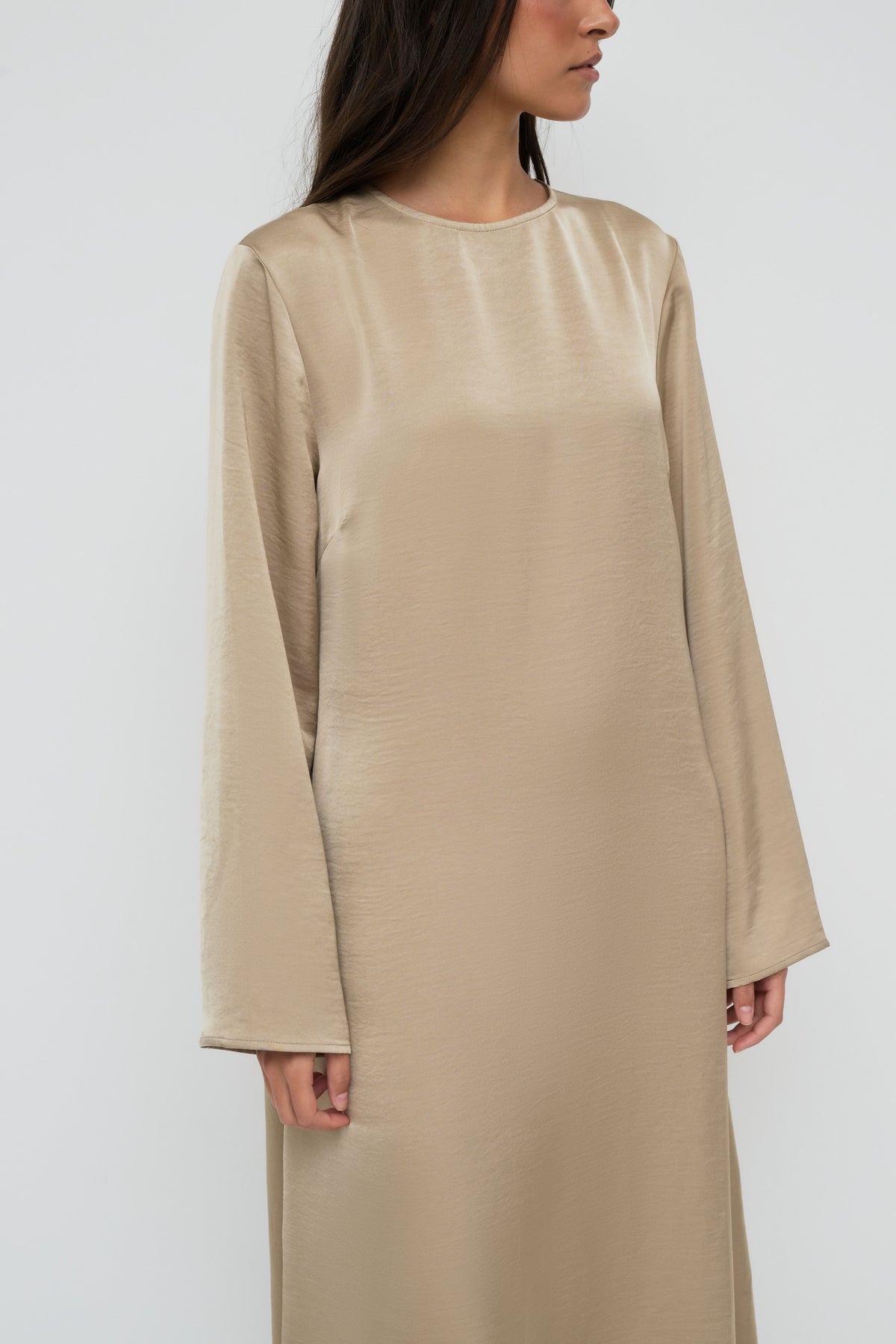 Saylor Satin Slip Dress - Earl Grey