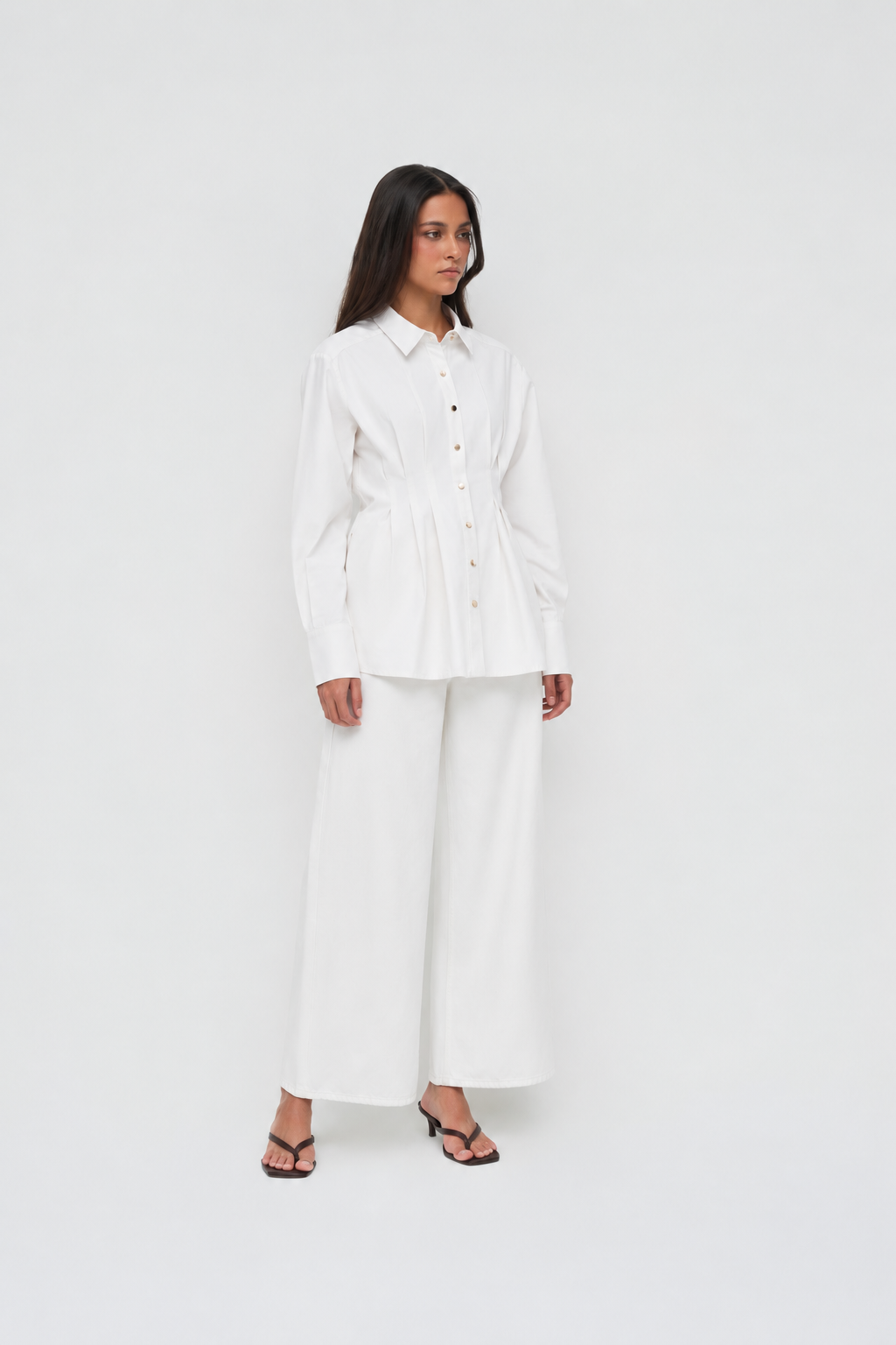 Tanya Tencel Pleat Shirt - Cotton White