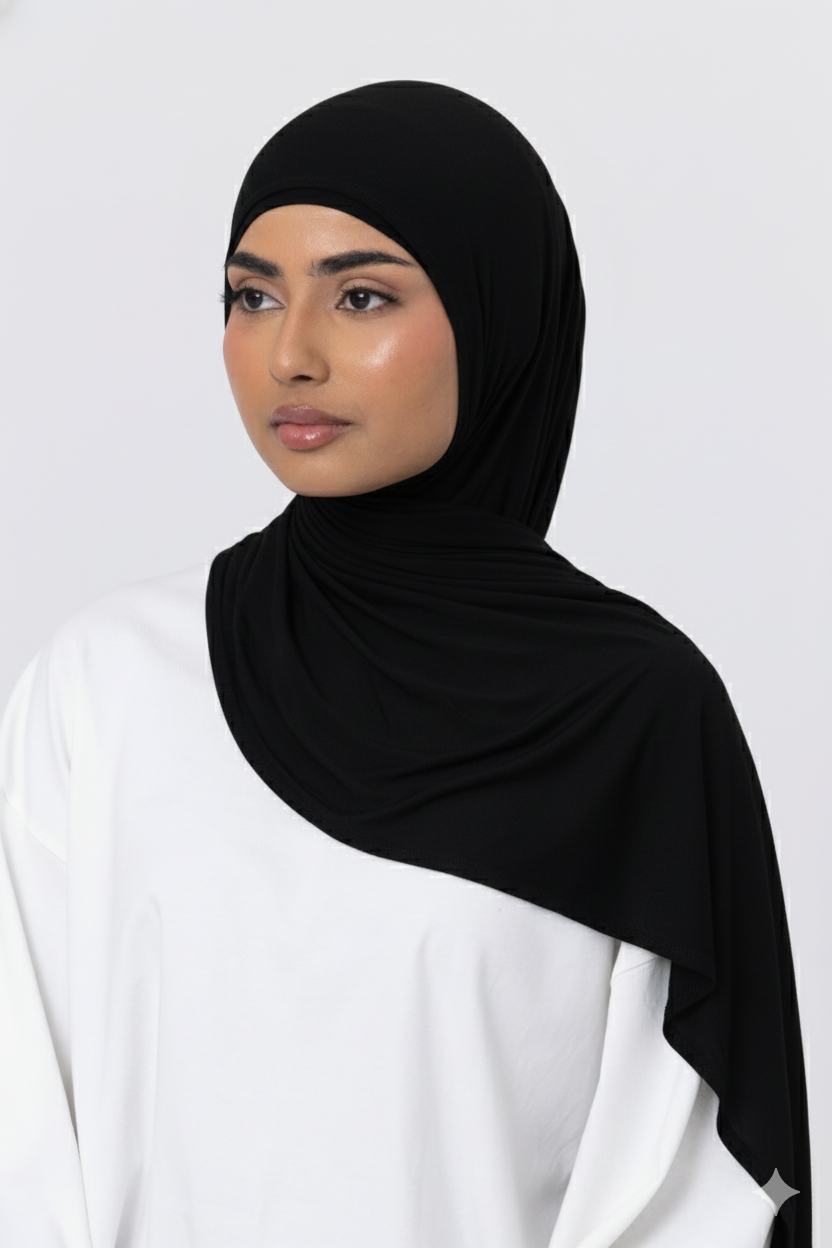 Bamboo Jersey Hijab Set - Black