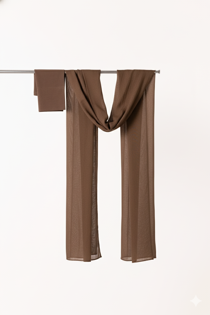 Single Stitched Modal Hijab Set - Walnut