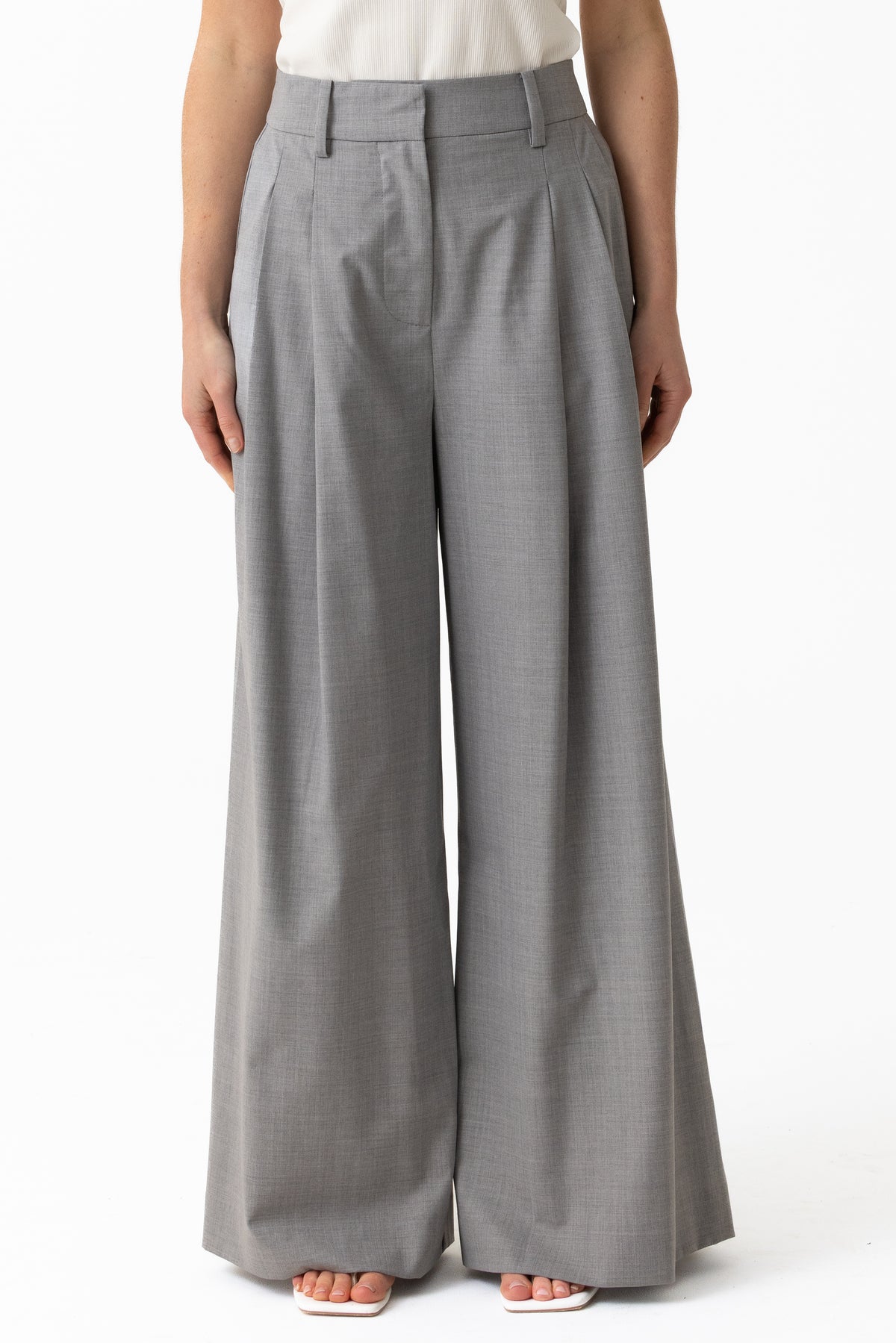 Leena Wool Tailored Pant - Ash Grey