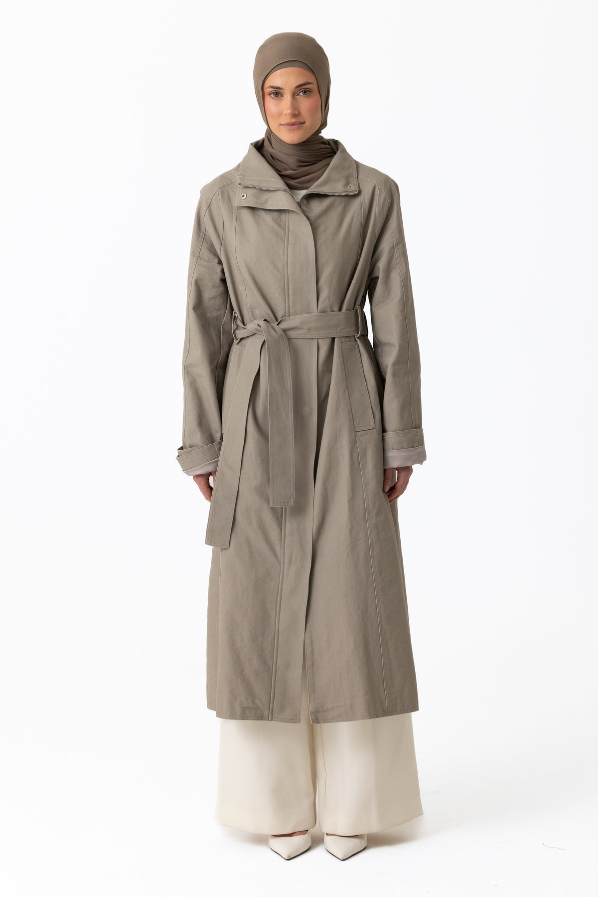 Canvas Trench Coat - Evergreen Fog