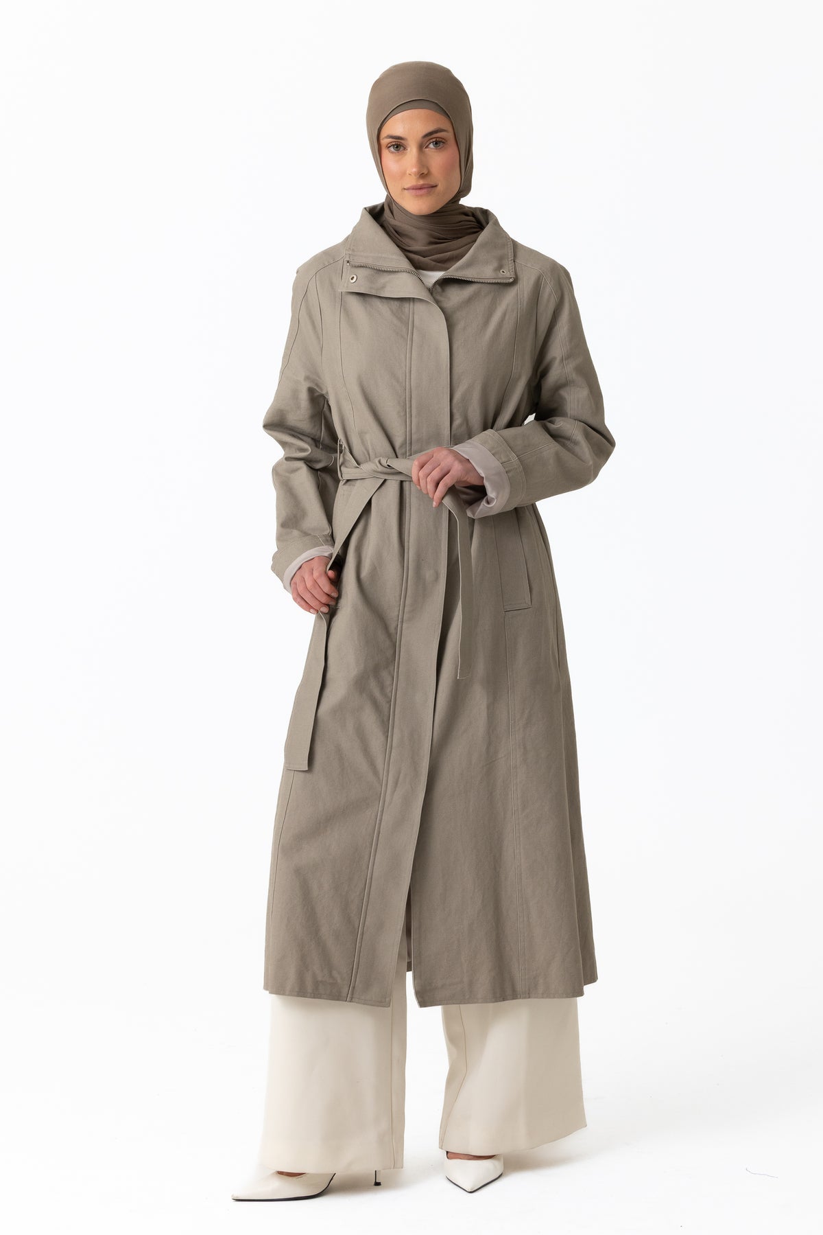 Canvas Trench Coat - Evergreen Fog