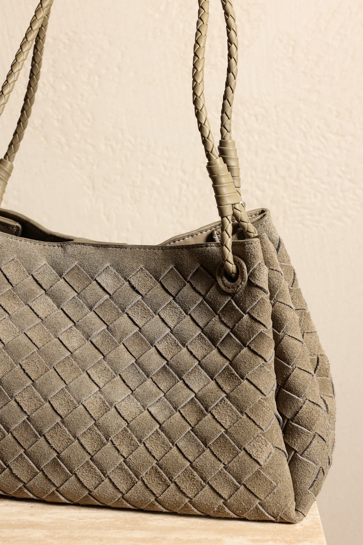 Amia Suede Shoulder Bag - Beige