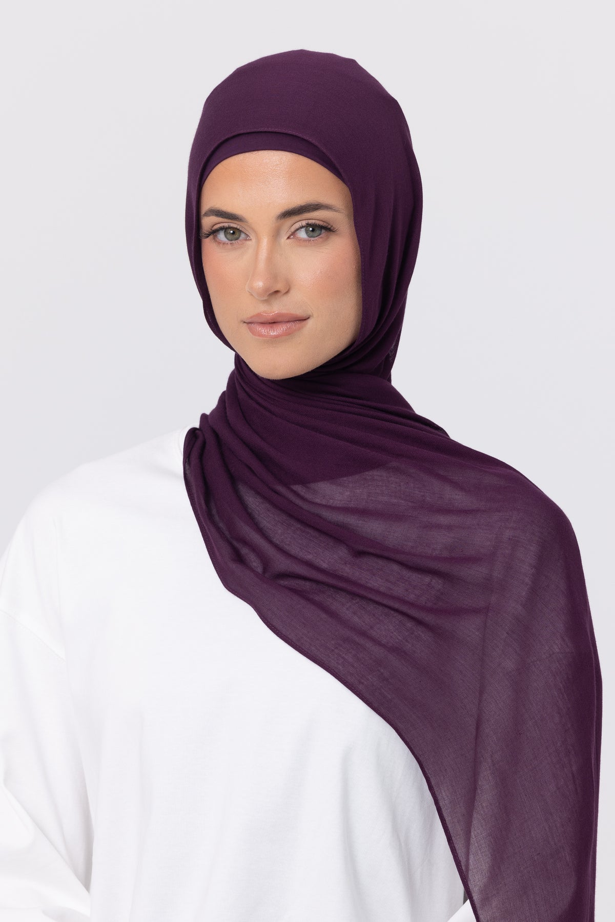 Single Stitched Modal Hijab Set - Eggplant