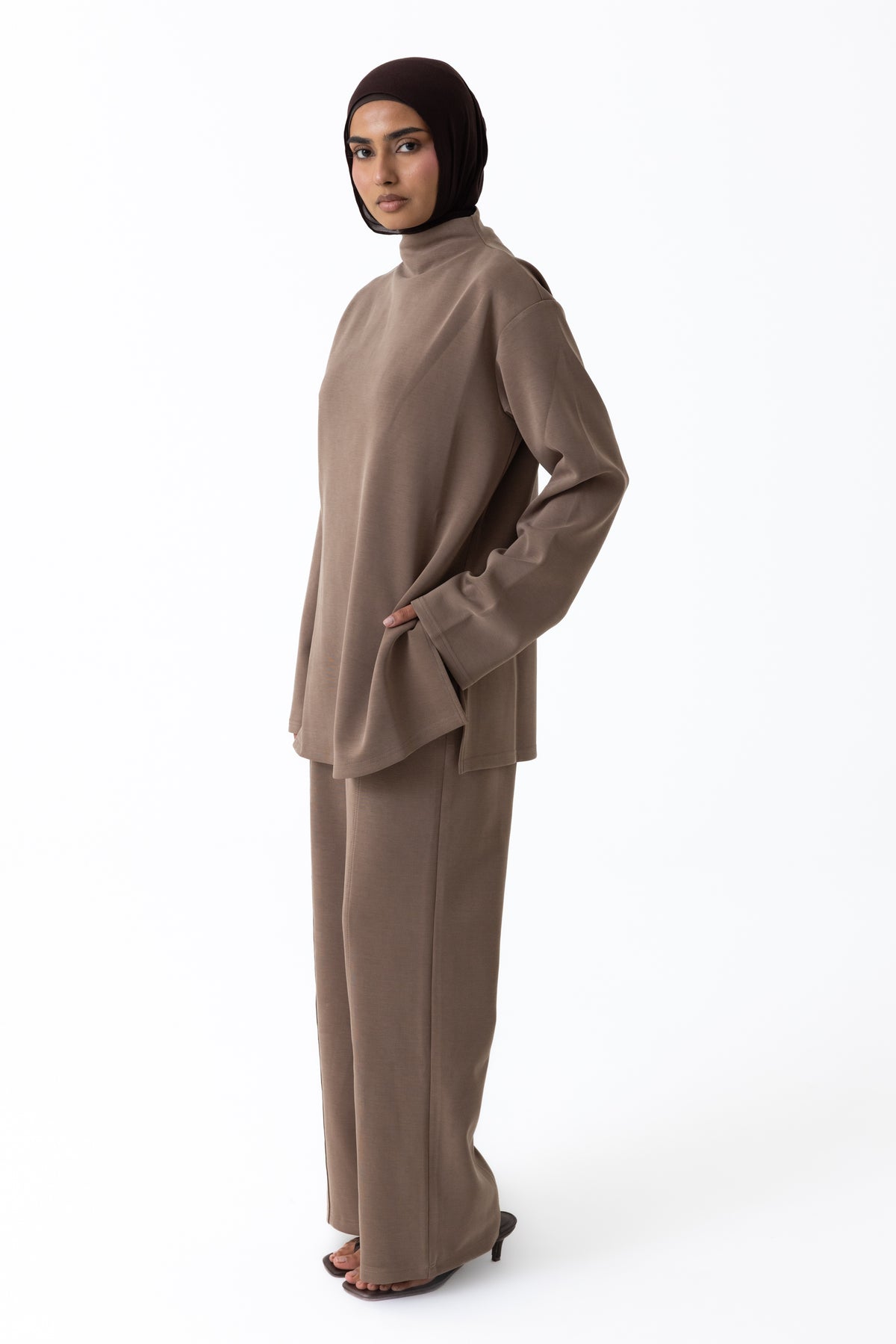 Comfort Wide Leg Pants - Taupe
