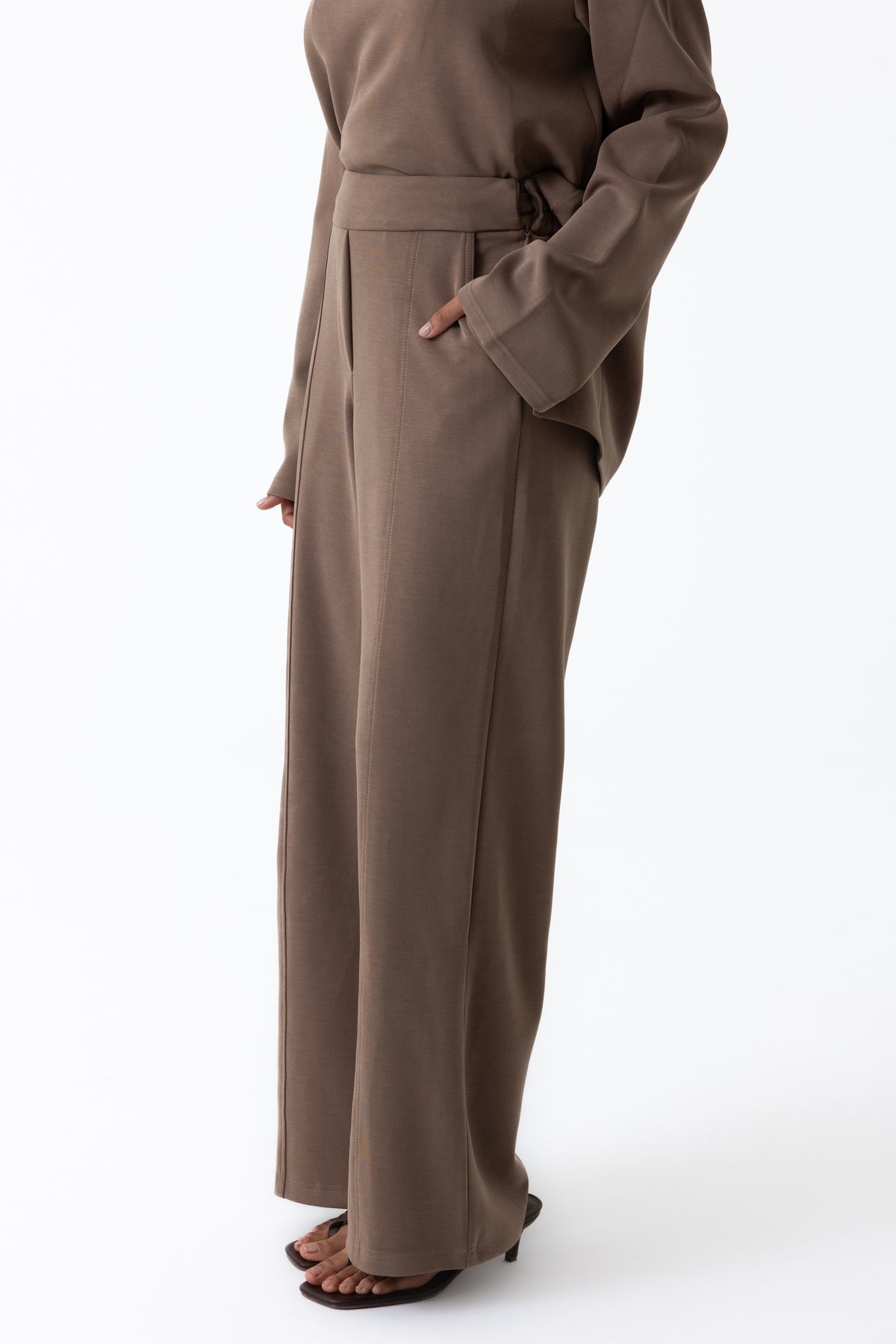 Comfort Wide Leg Pants - Taupe