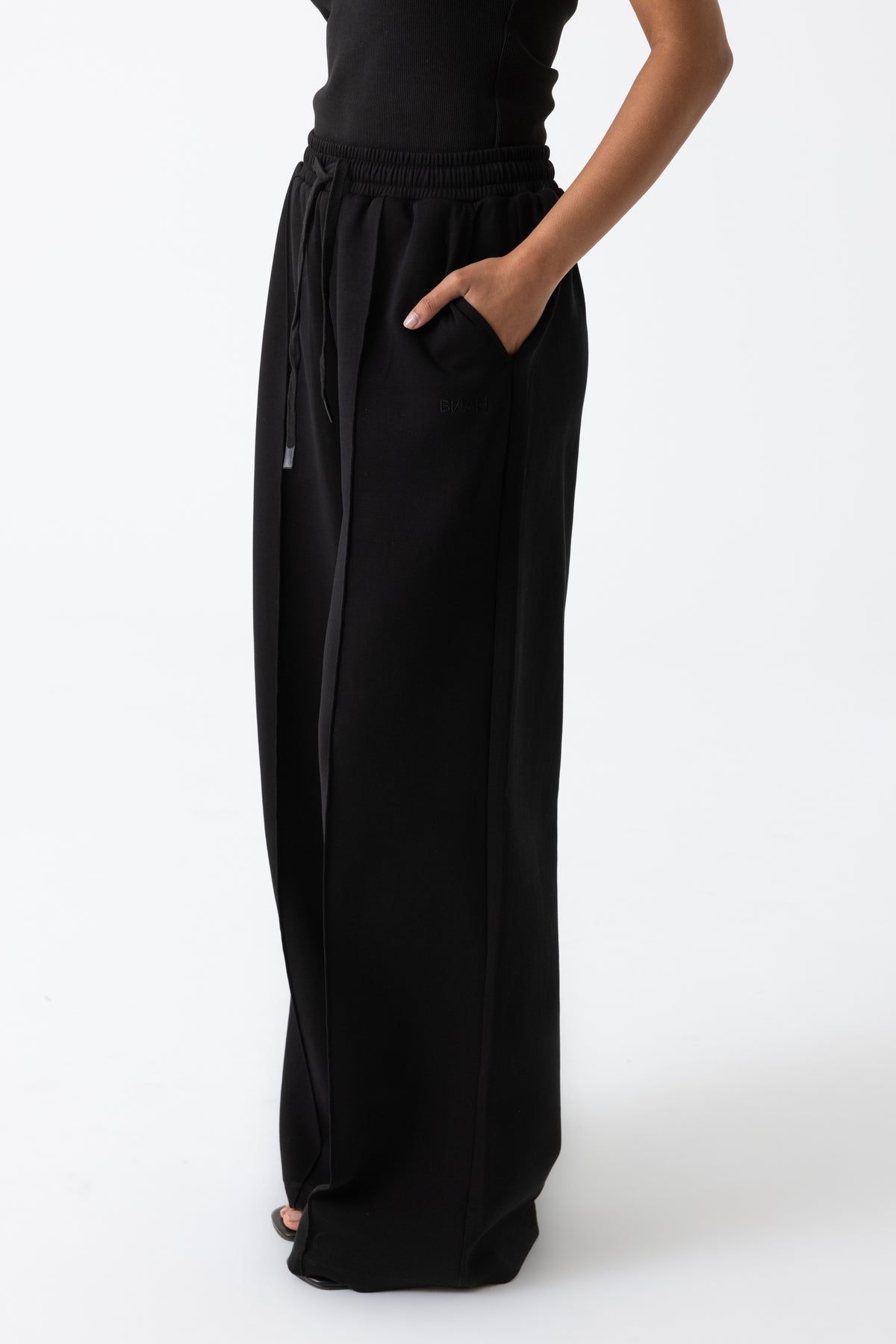 Refined Cotton Track Pants - Black