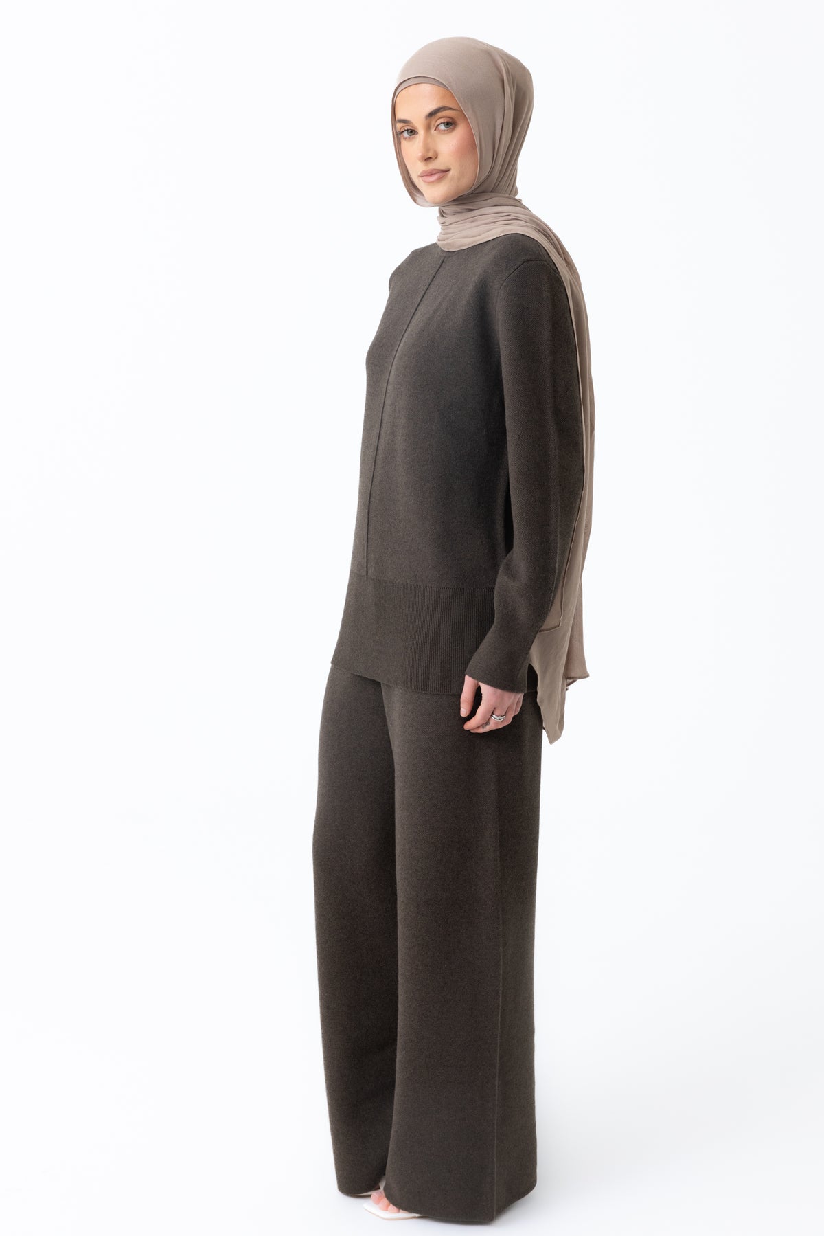 Renee Knit Wide Leg Pants - Sable Brown