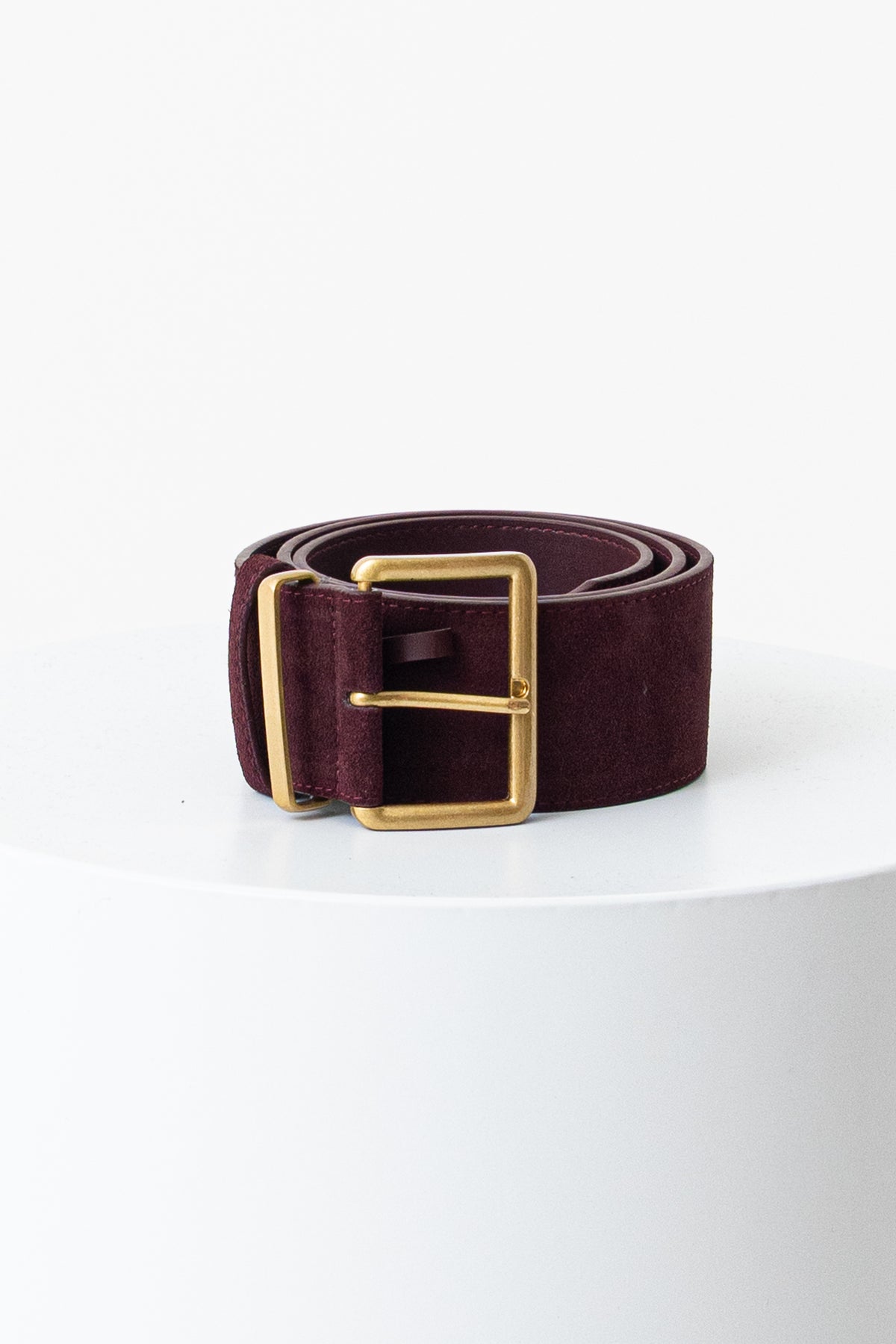 Suede Wide Buckle Belt - Mulberry