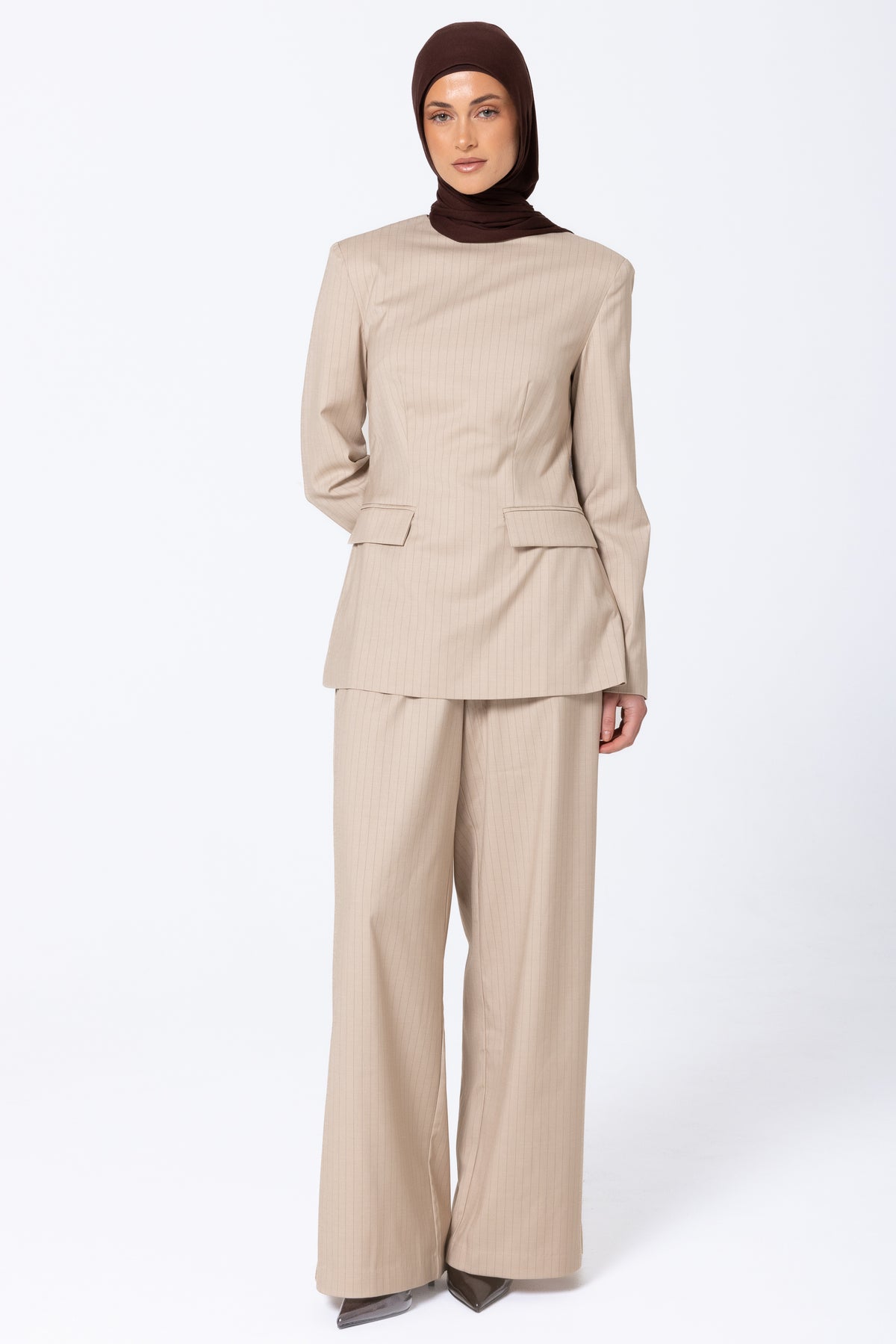Tailored Pinstripe Pants - Sand